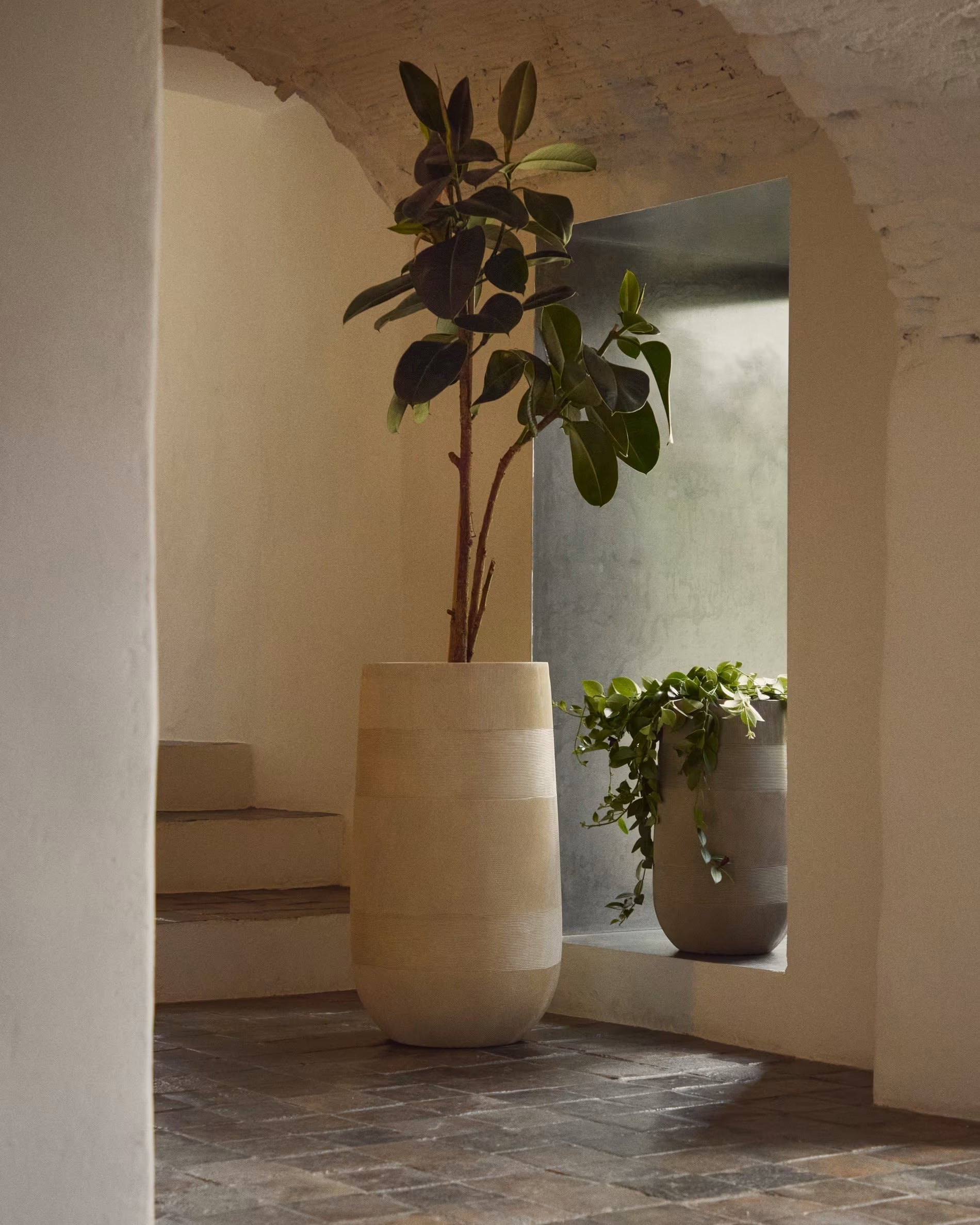 Set of pots tival beige polycement