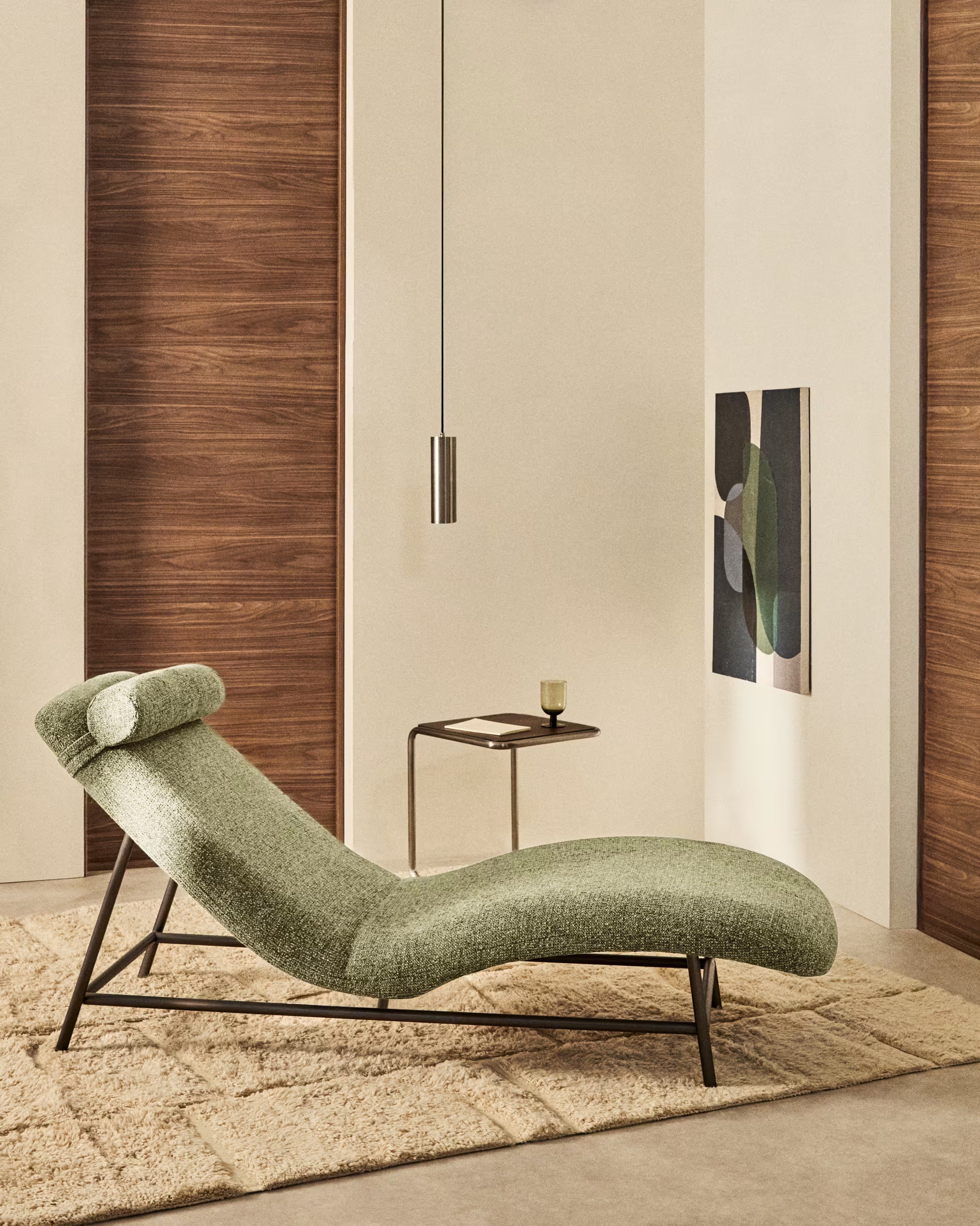 Szezlong OSLA jasně zelený s černým podstavcem