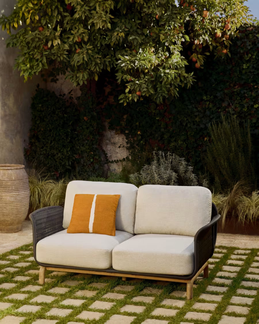 ALIPA Beige and Black 2-Seater Garden Sofa