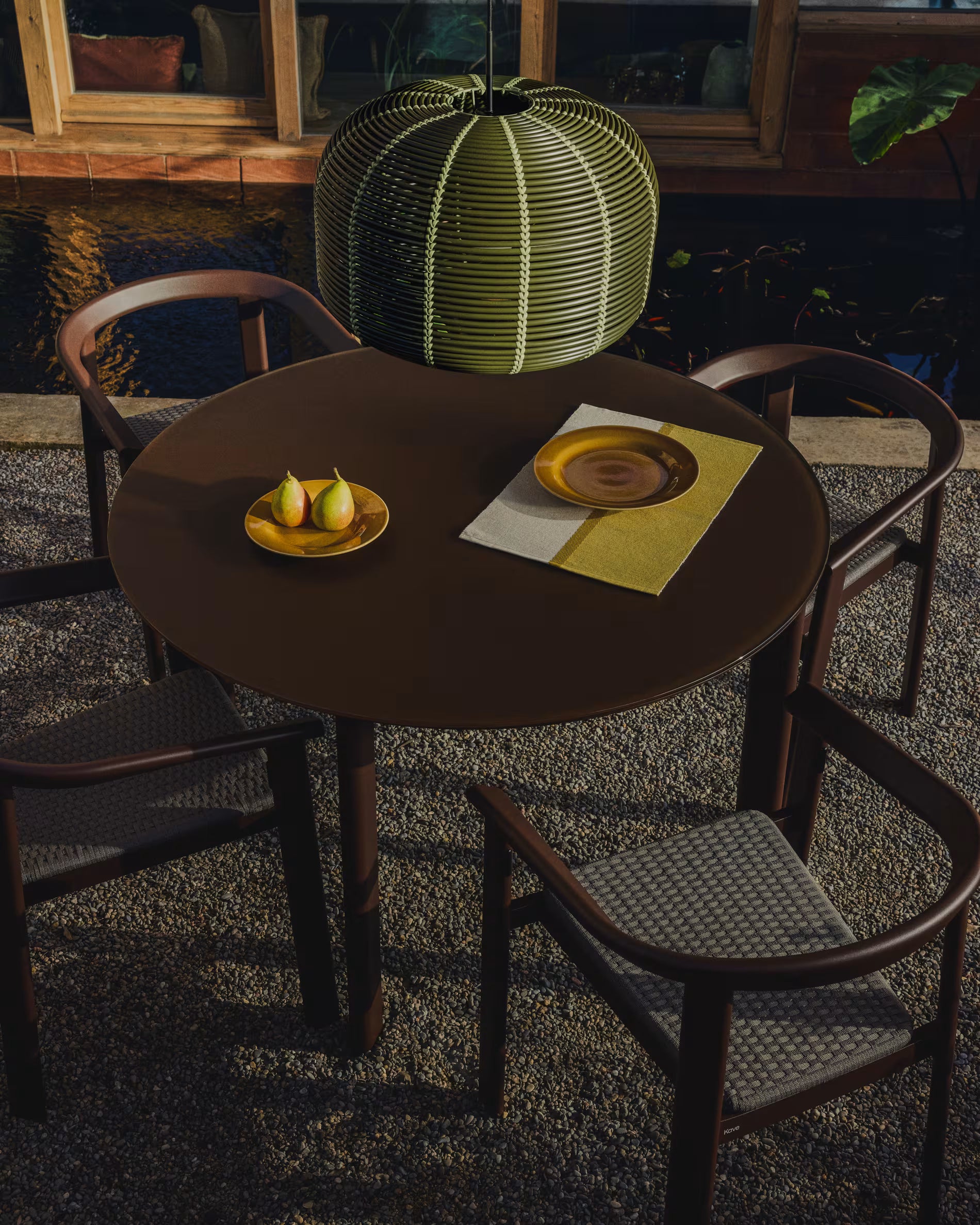 ERICE Brown Round Garden Table