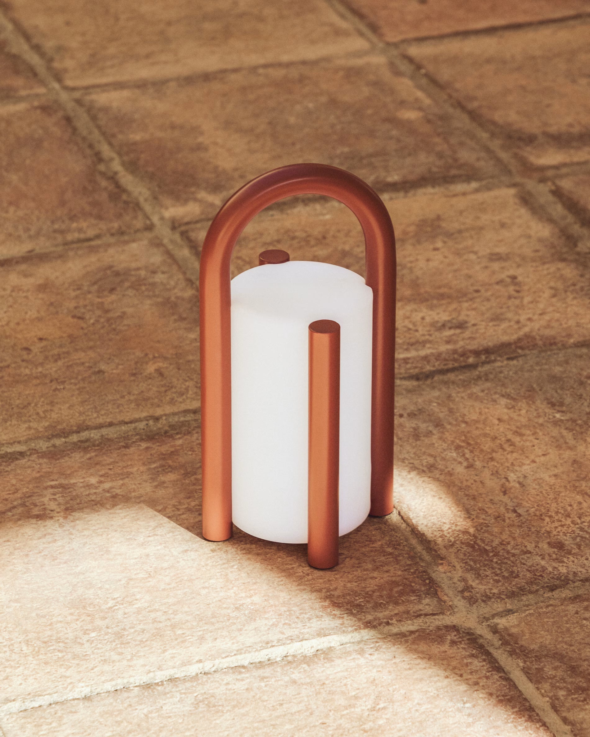 Přenosná zahradní lampa LEROS terakota