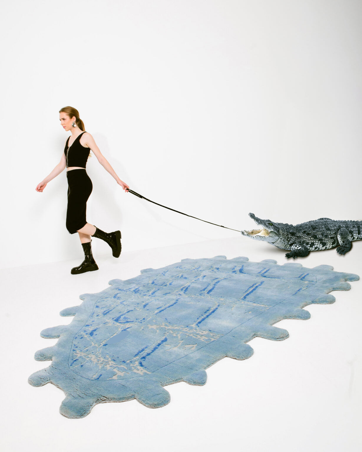 Asymmetrical Decorative Rug CROCODIL Blue