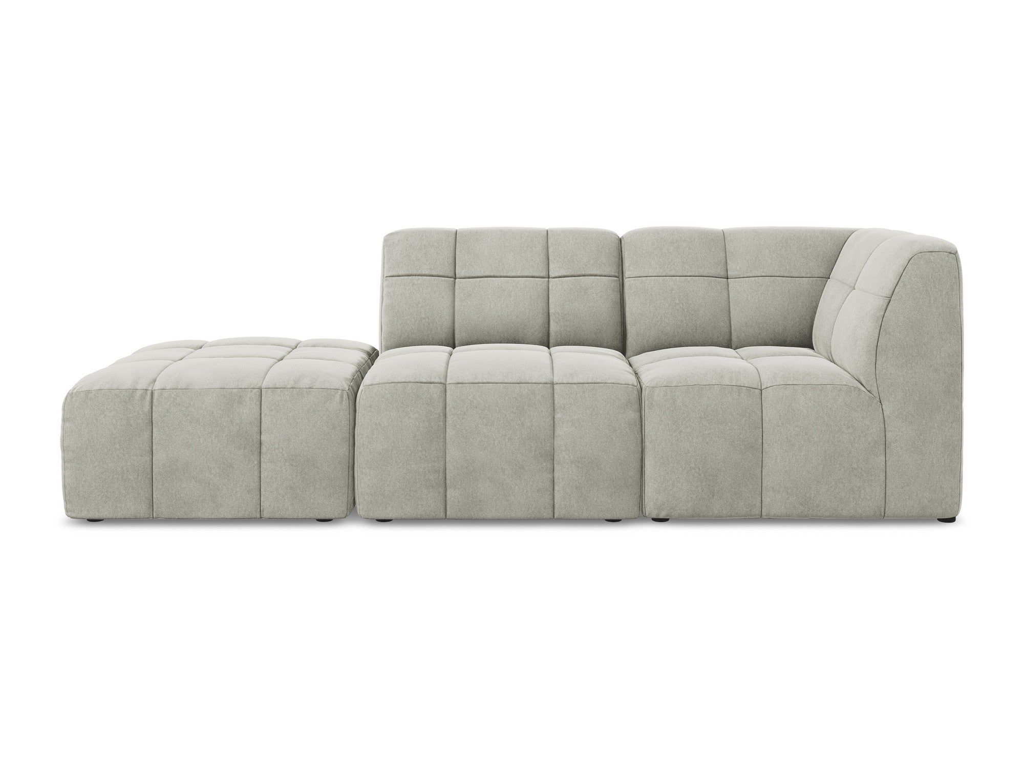 Sofa modulární sametová pravostranná otevřená 3-místná ALOHA světle šedá