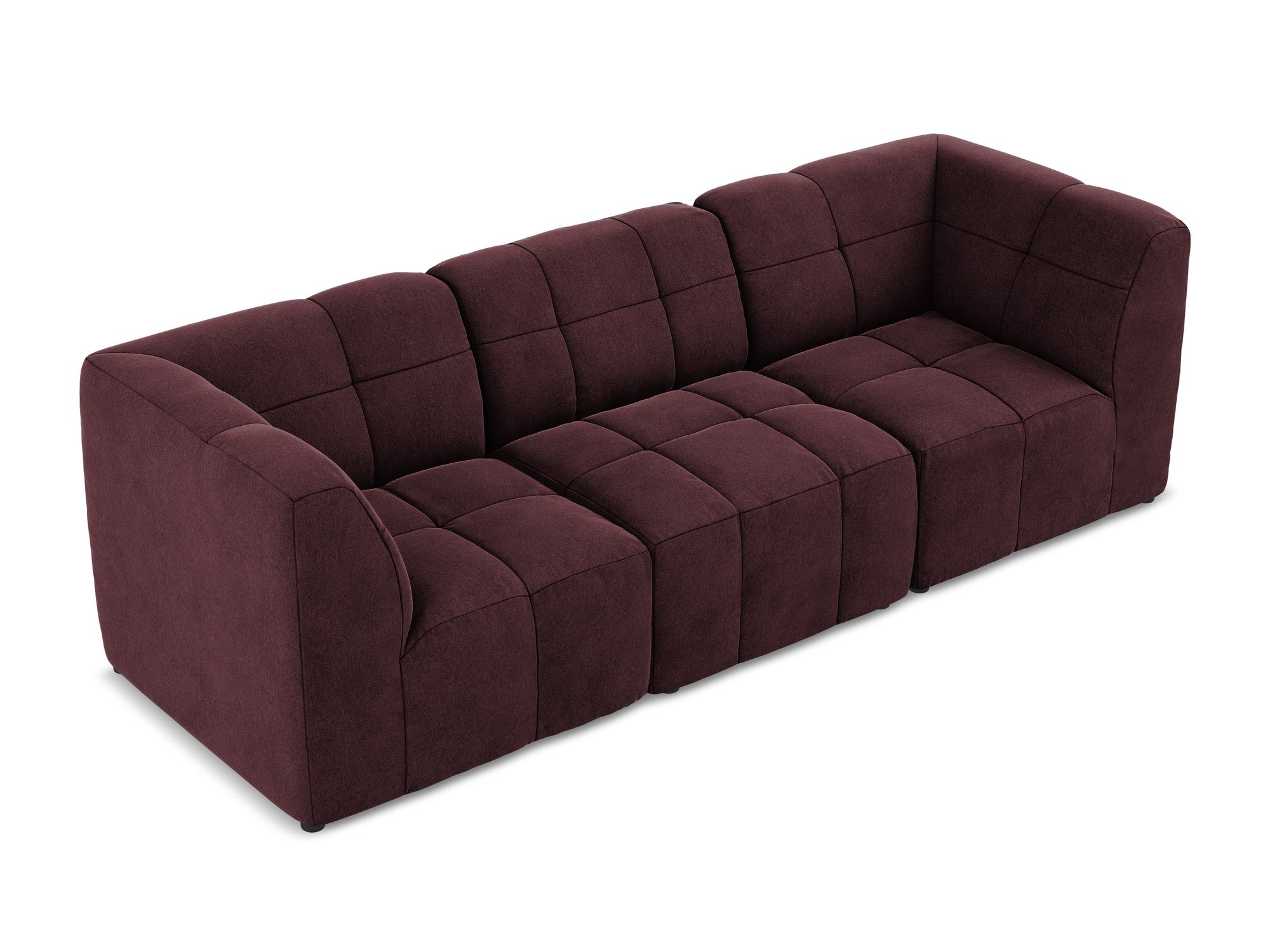 Burgundy Velvet Modular Sofa for 3 People ALOHA