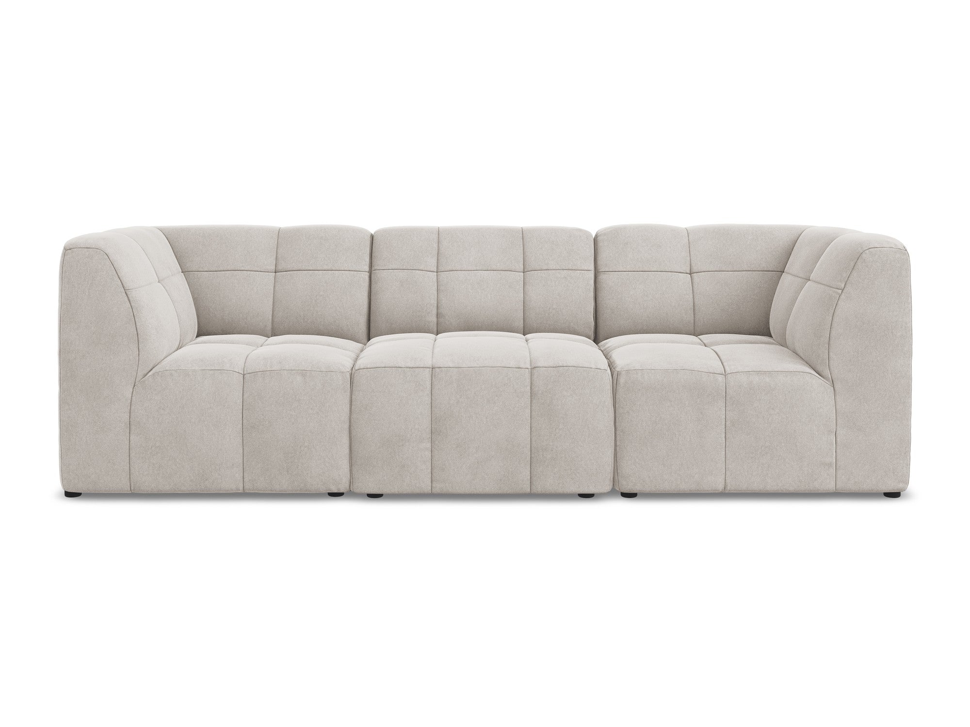 Modular Velvet Sofa for 3 People ALOHA Light Beige
