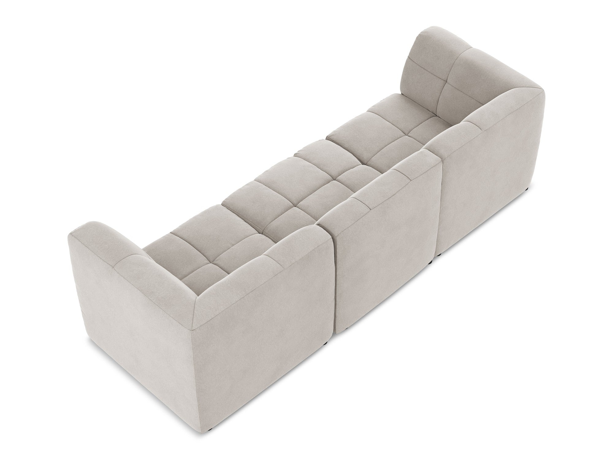Modular Velvet Sofa for 3 People ALOHA Light Beige