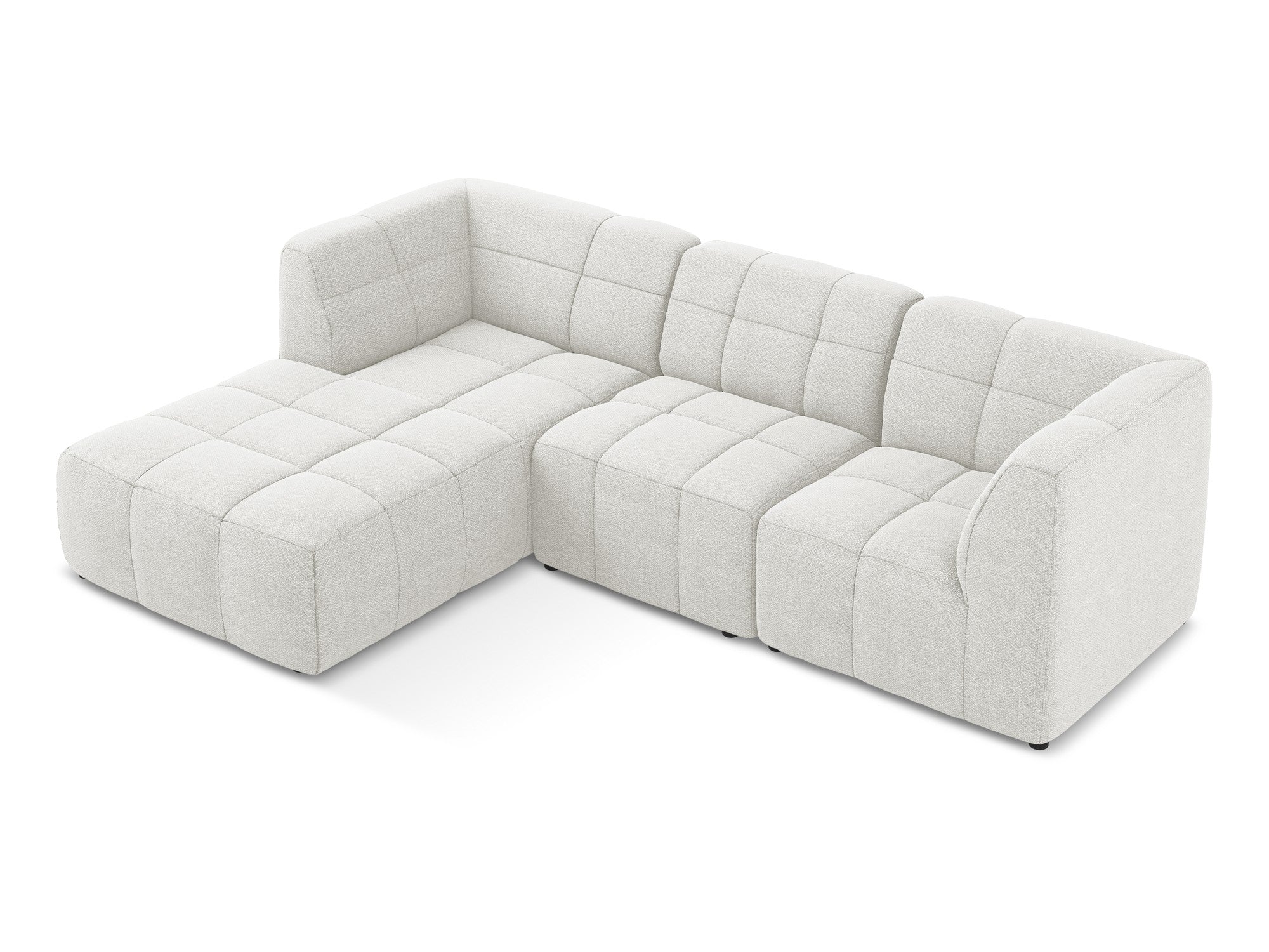 Left-facing modular sofa ALOHA in white boucle, 3-seater