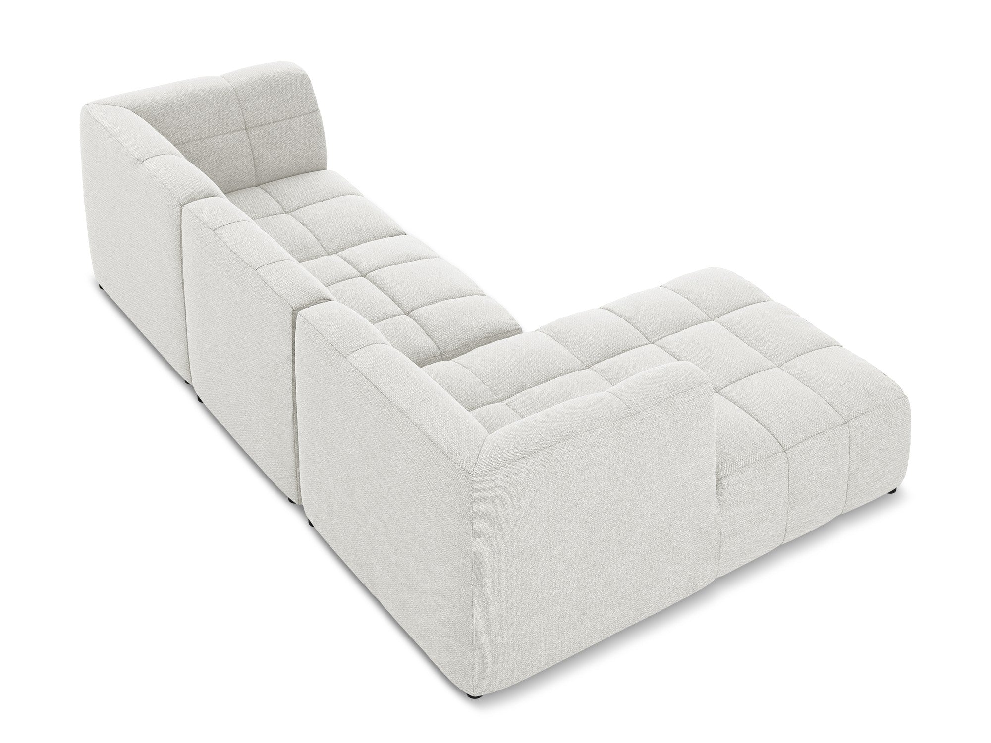 Left-facing modular sofa ALOHA in white boucle, 3-seater