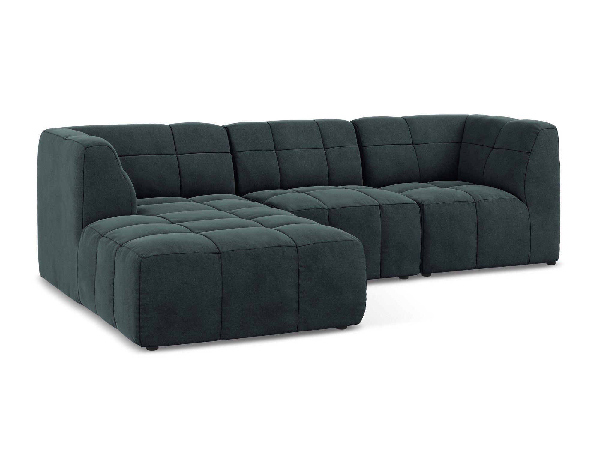 Left-facing velvet modular sofa for 3 people ALOHA in sea green