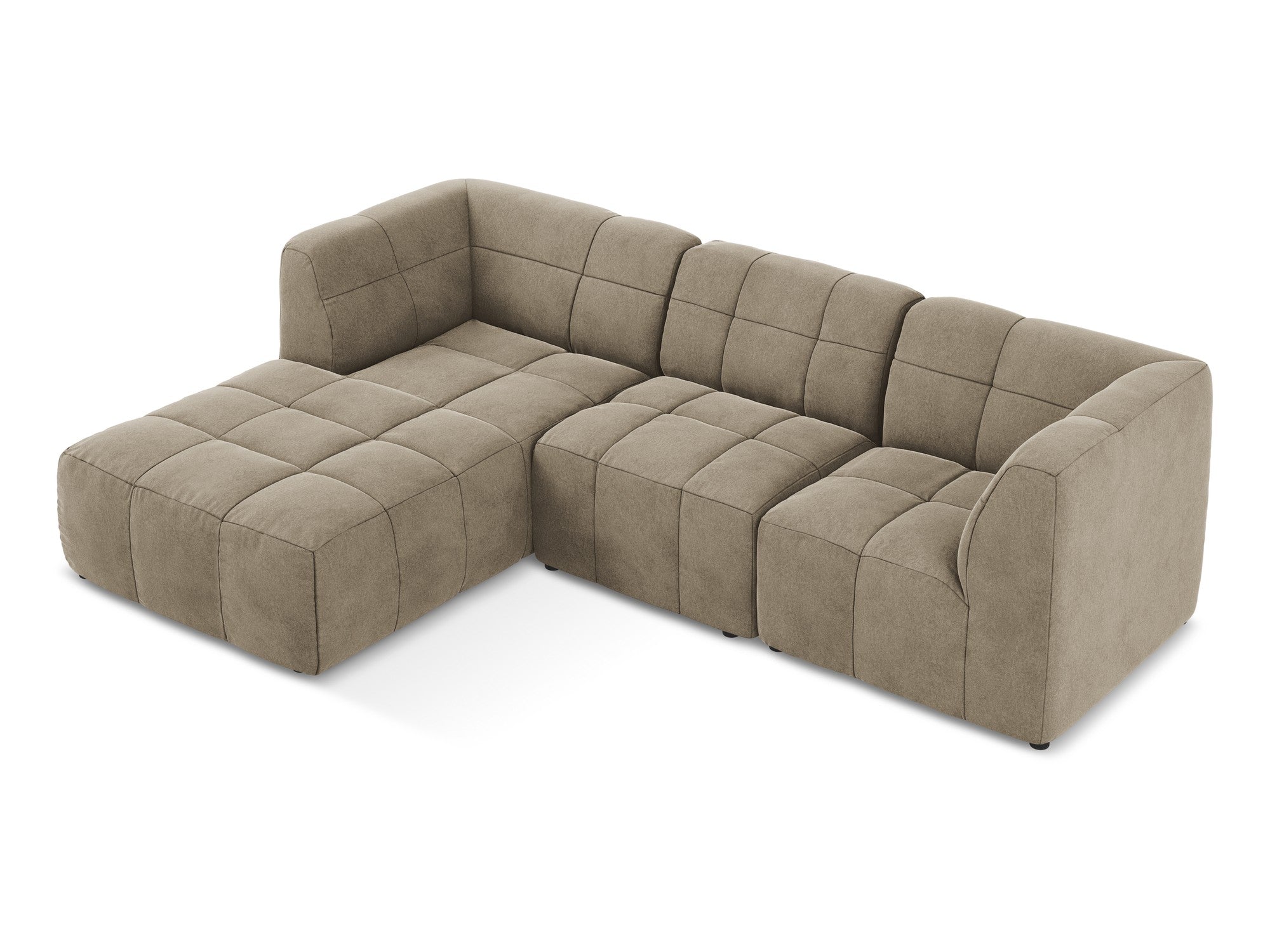 Left-facing velvet modular sofa for 3 people ALOHA beige