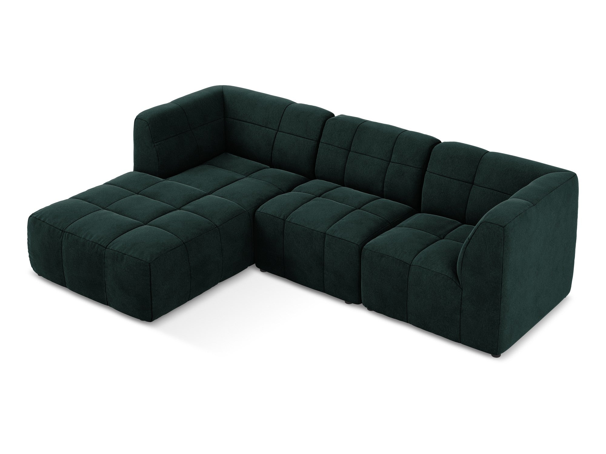 Left-facing velvet modular sofa for 3 people ALOHA in gray-green