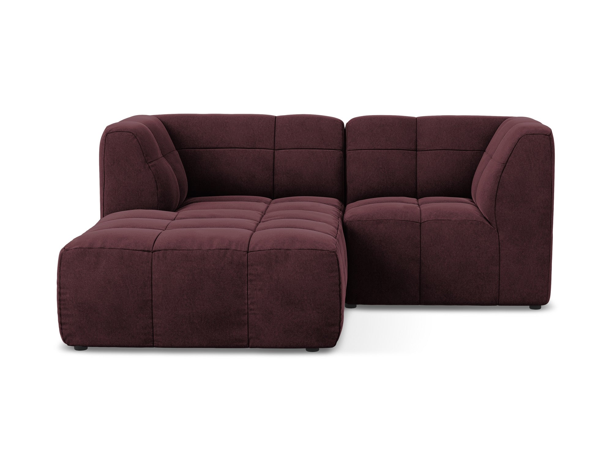 Left-facing velvet modular sofa for 2 people ALOHA in burgundy