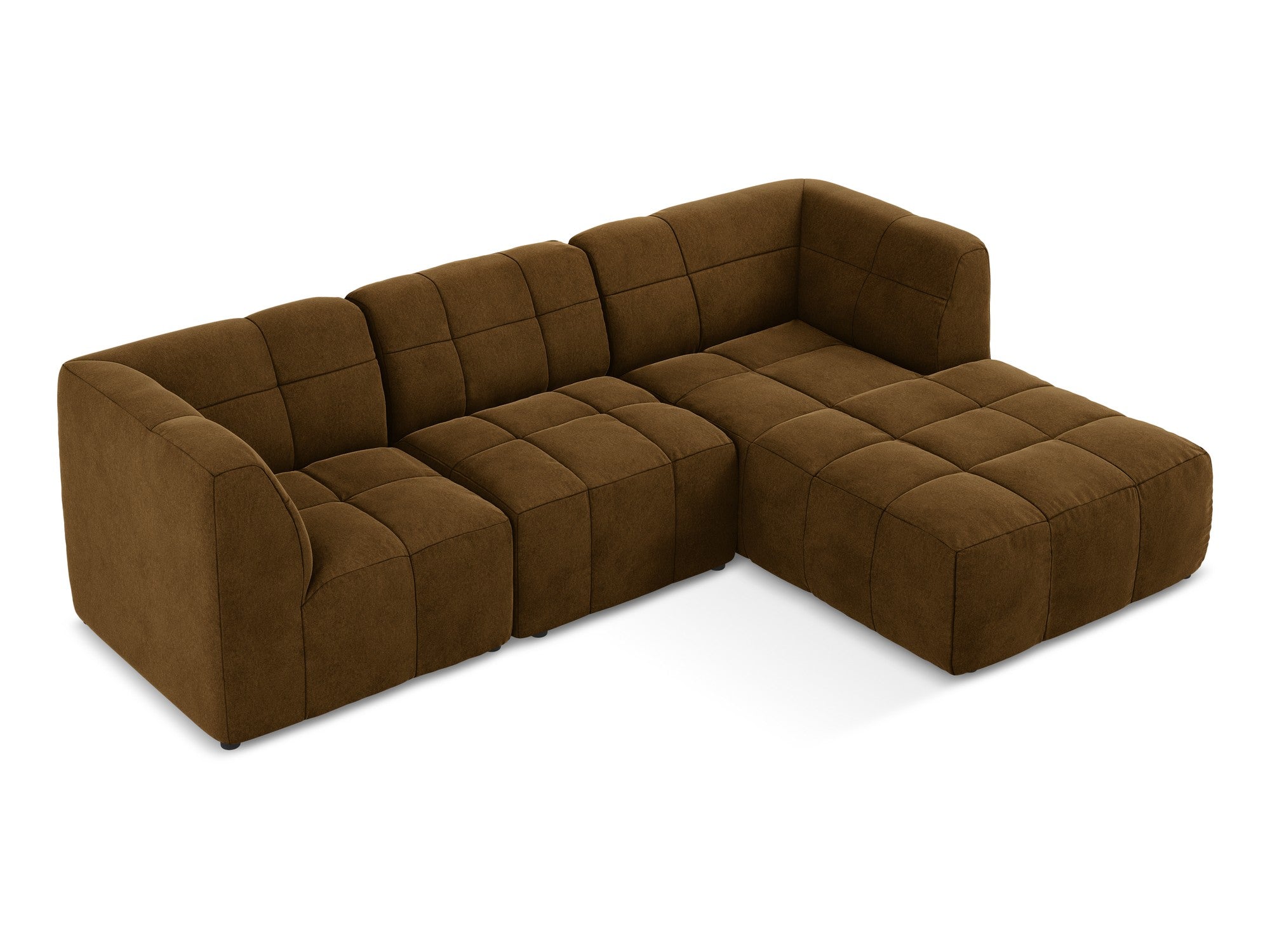 Mustard Right-Handed Velvet Modular Sofa for 3 People ALOHA