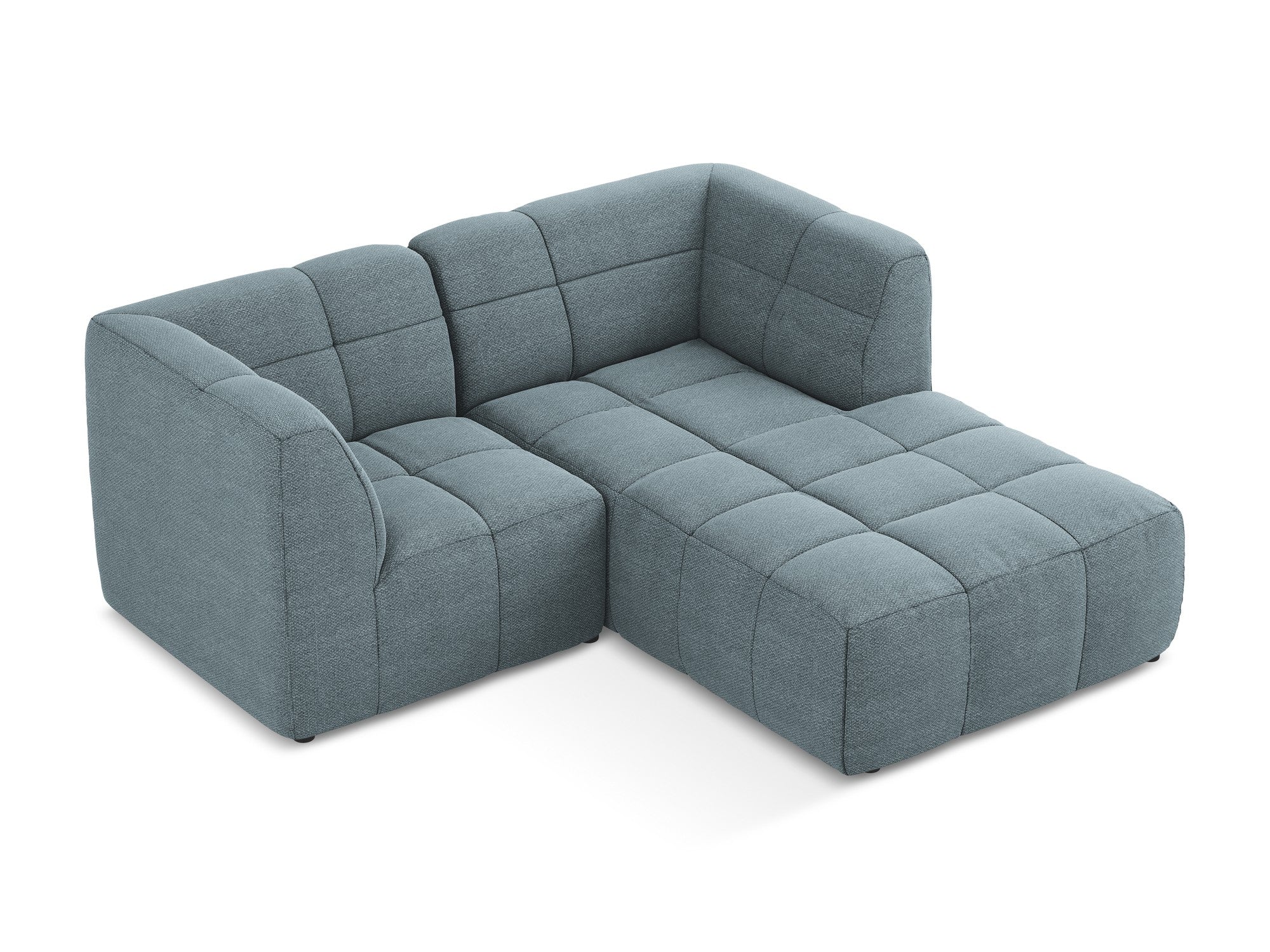Right-facing modular sofa for 2 people ALOHA denim blue boucle