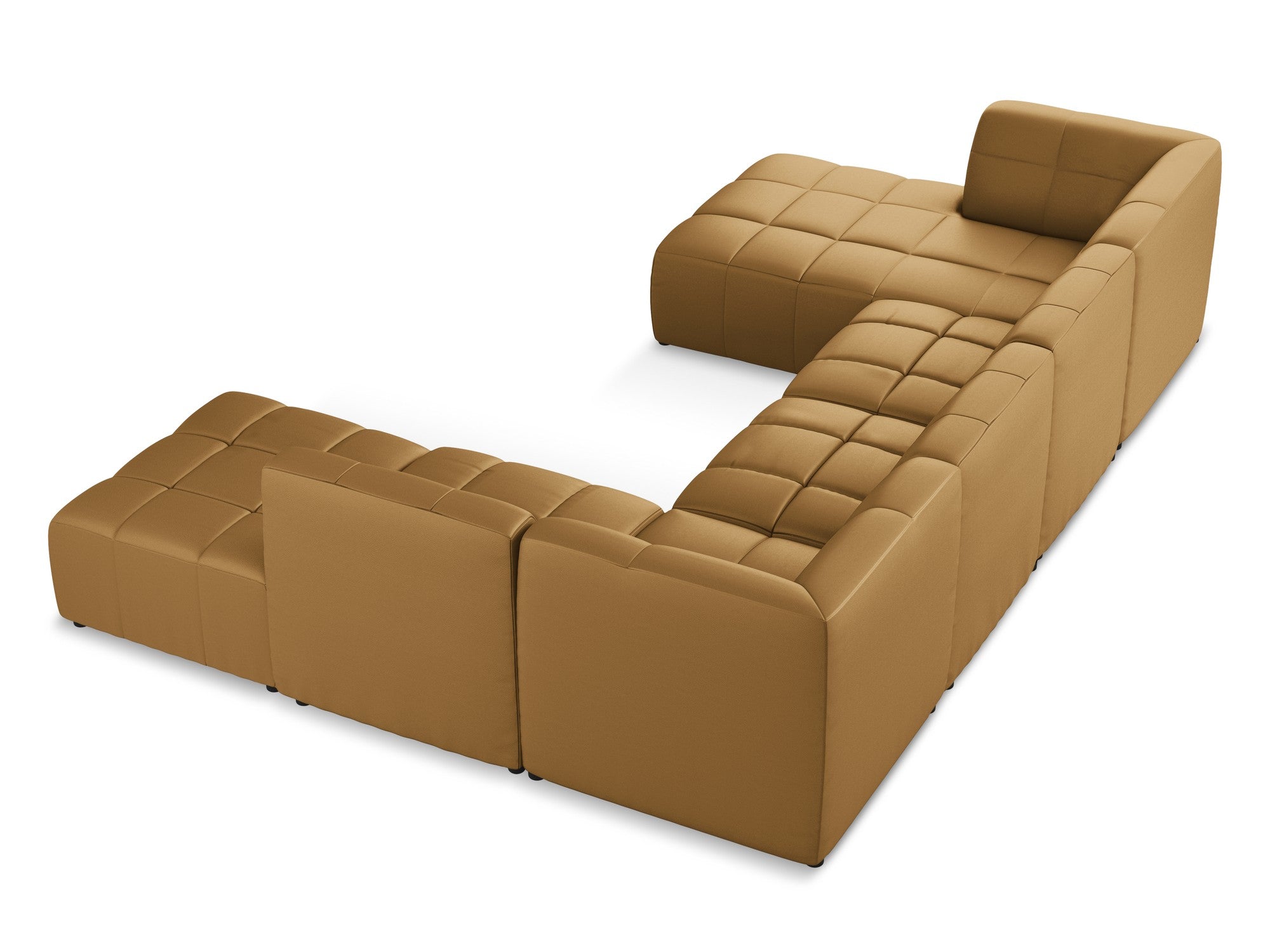 Modular panoramic corner sofa ALOHA in caramel eco-leather