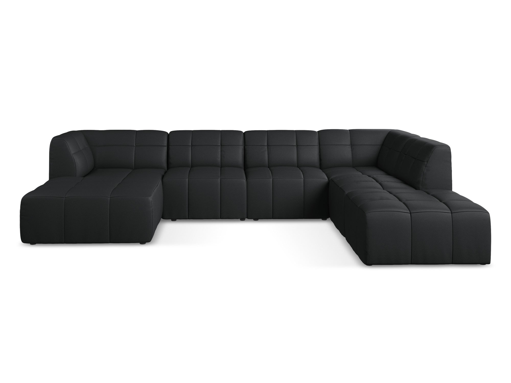 Modular panoramic corner sofa ALOHA black eco-leather