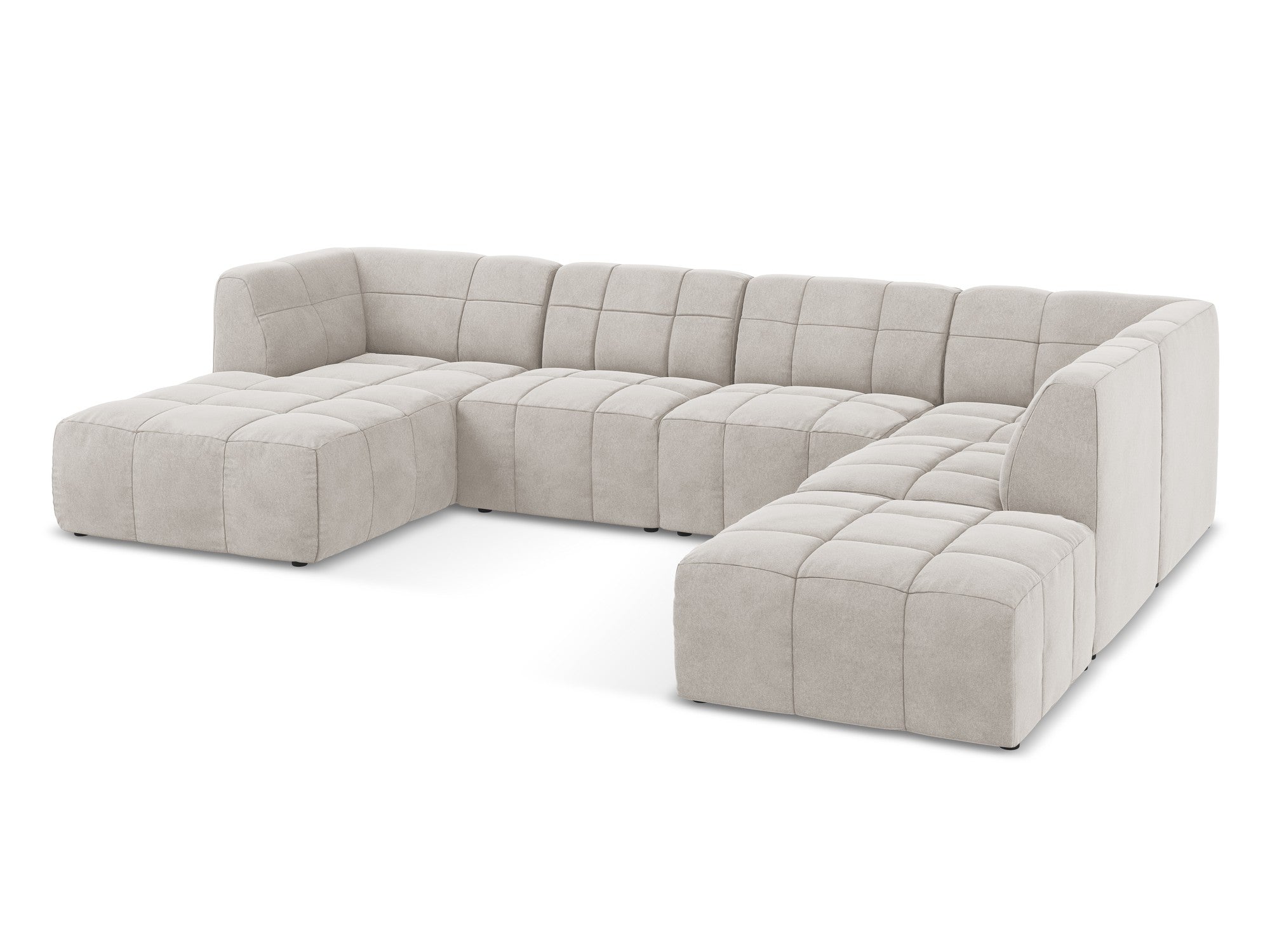 Modular Panoramic Velvet Corner Sofa ALOHA Light Beige