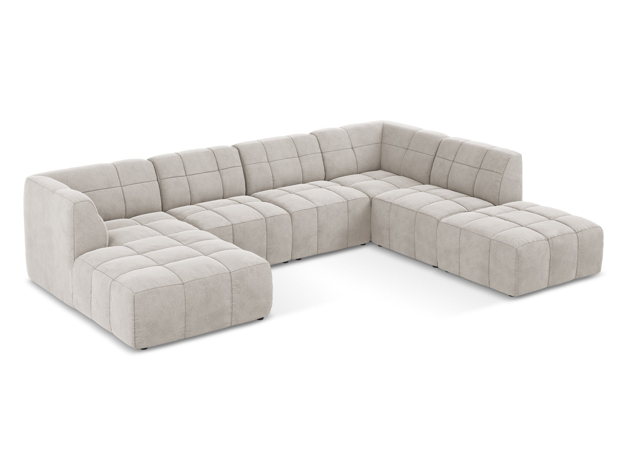 Modular Panoramic Velvet Corner Sofa ALOHA Light Beige