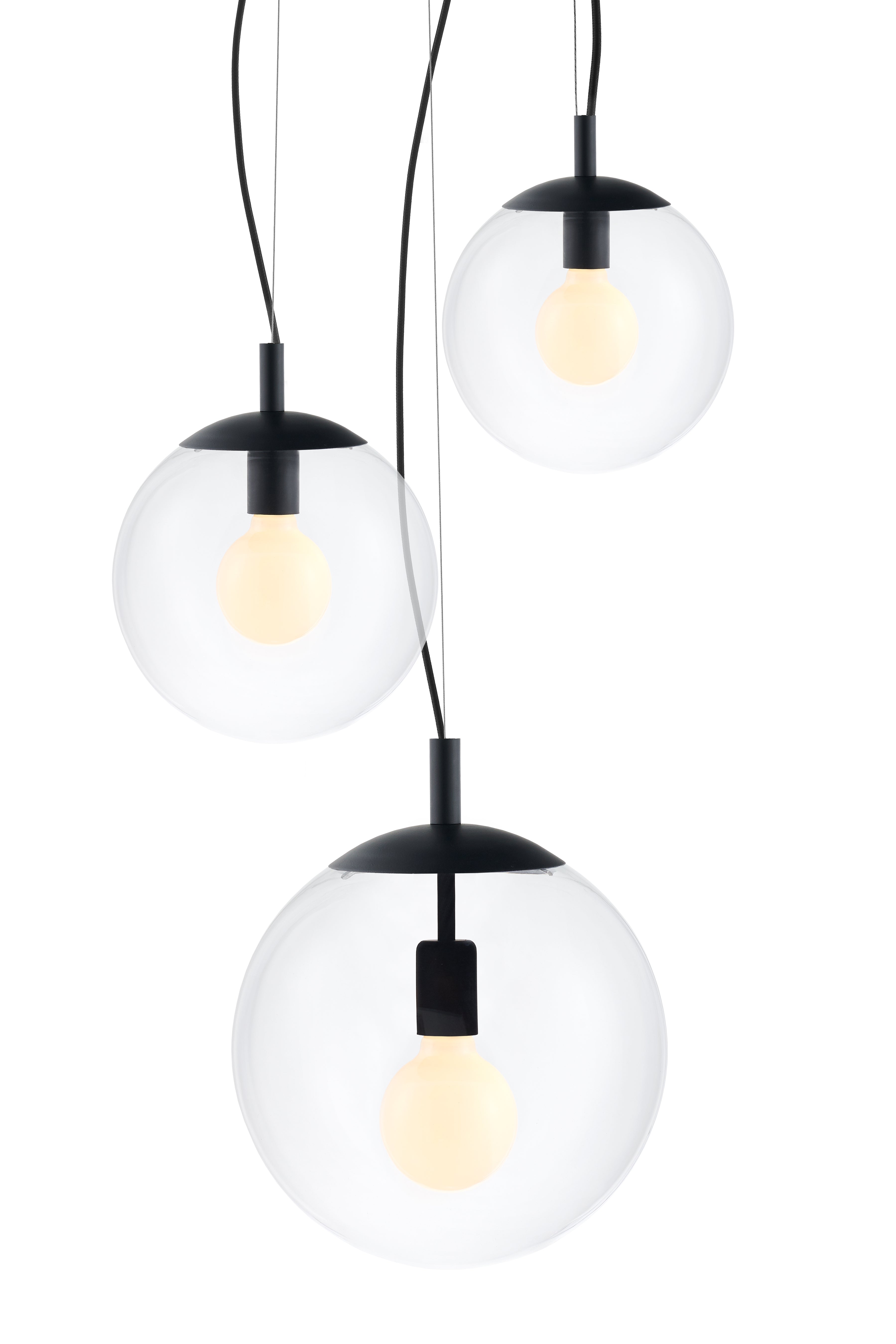 Stropní lampa ALUR 2 průhledné sklo s černým povrchem