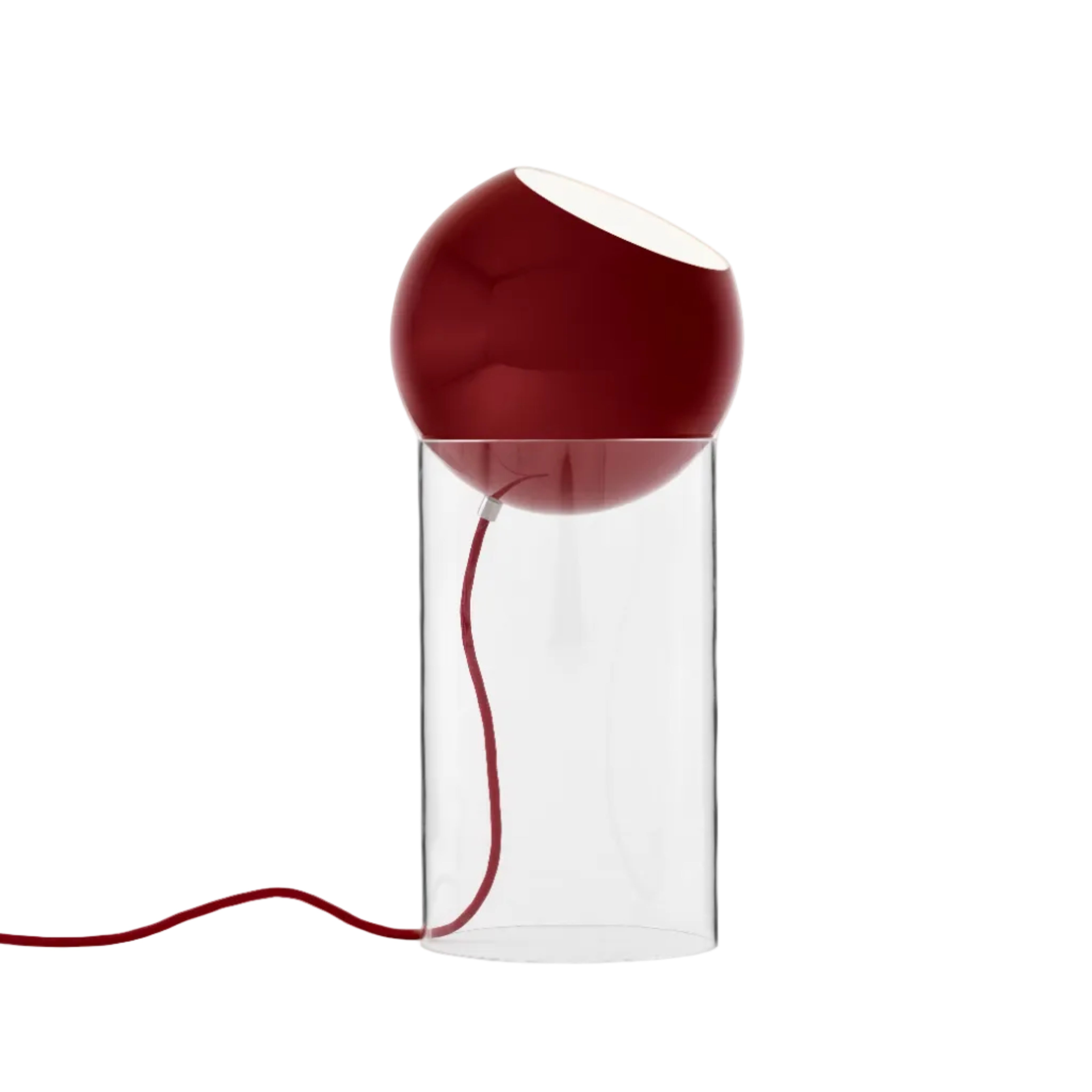 Stolní lampa TOPAN s červeným stínidlem a transparentním podstavcem