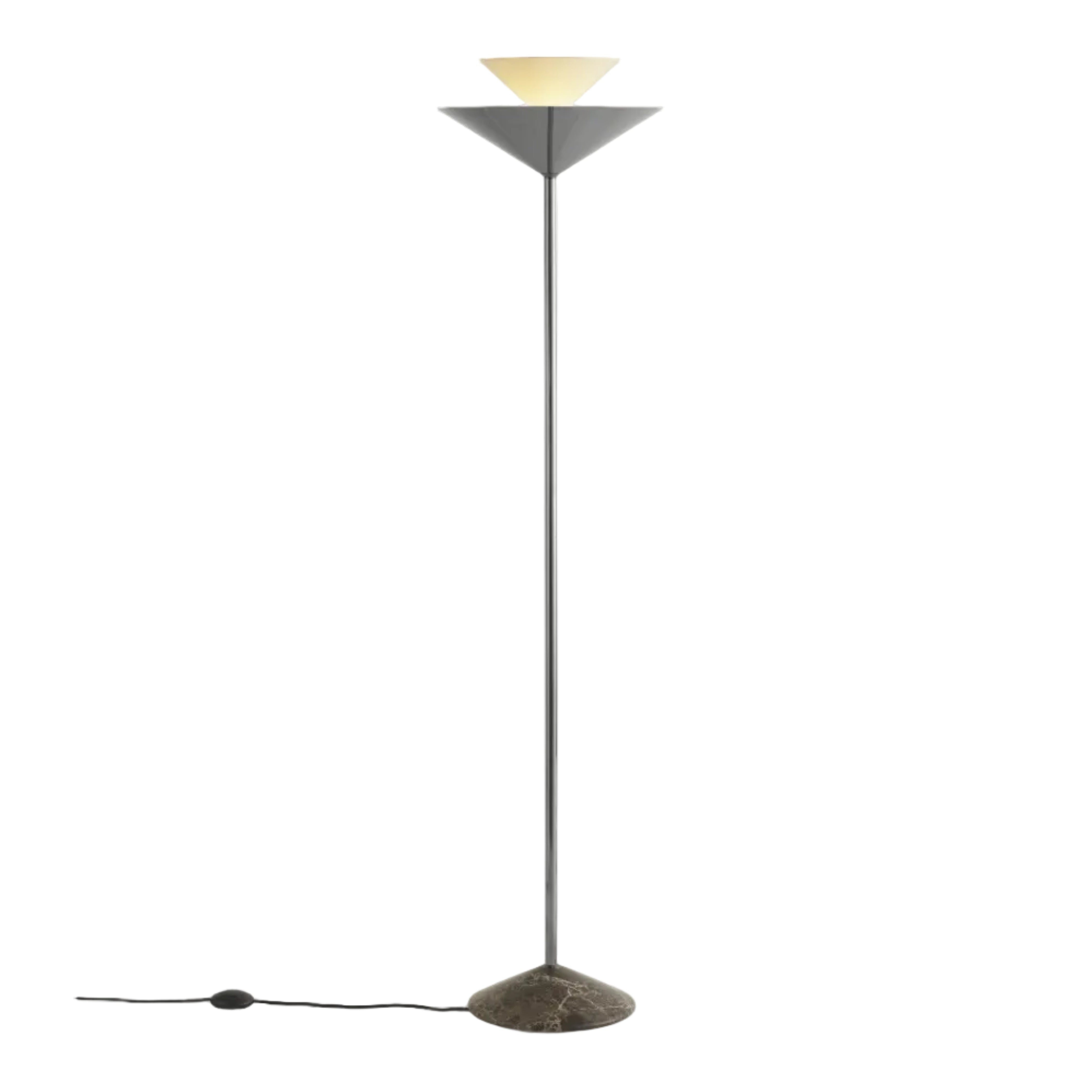 Podlahová lampa GIO LN28 v chromovém provedení s hnědou mramorovou základnou