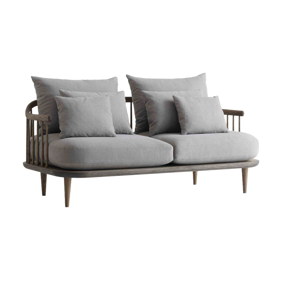Sofa pro 2 osoby FLY SC2 čalouněná s kouřovým dubovým podstavcem