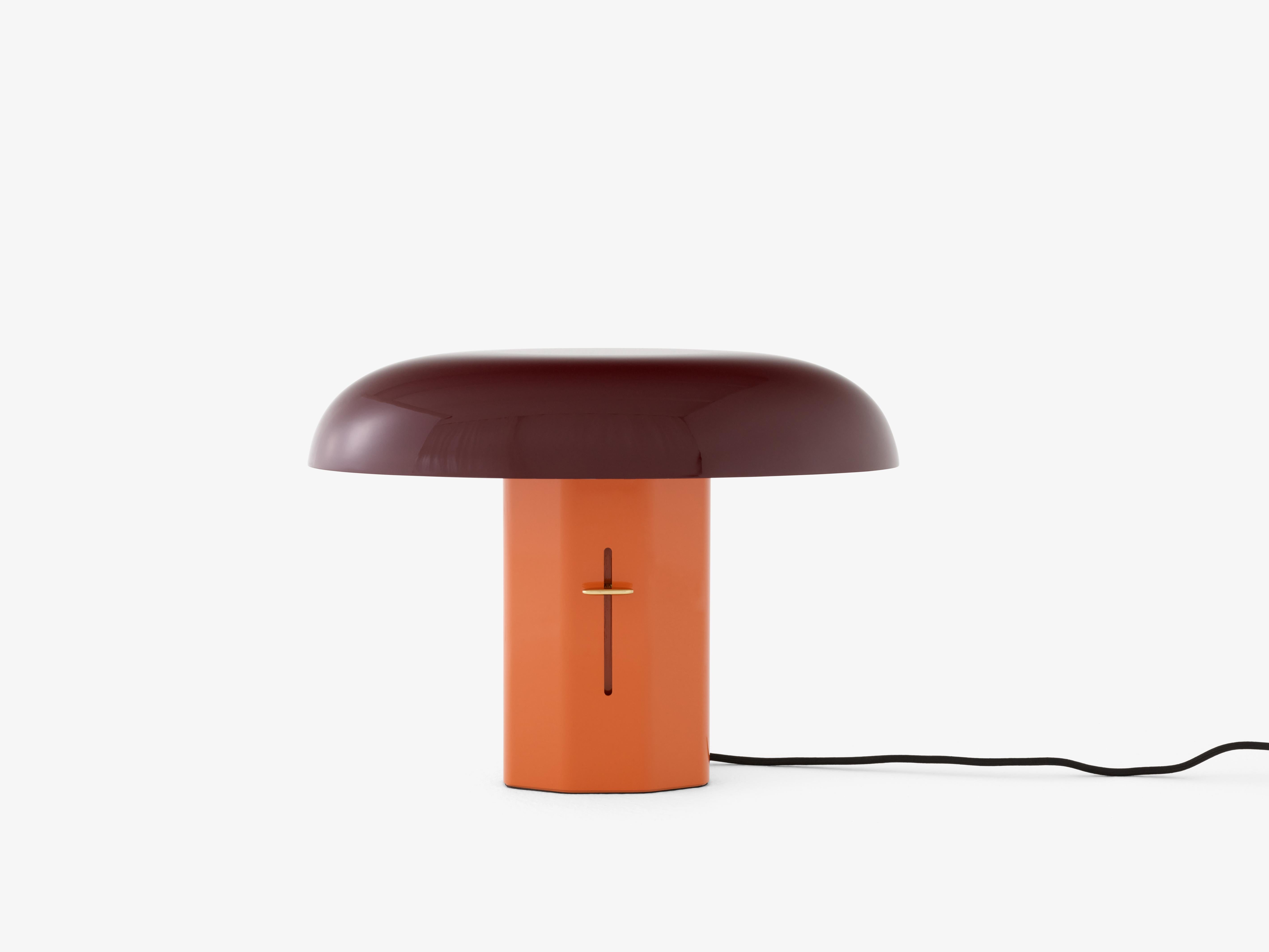 Lampa stolní MONTERA JH42 s rubínovým stínidlem a jantarovým podstavcem