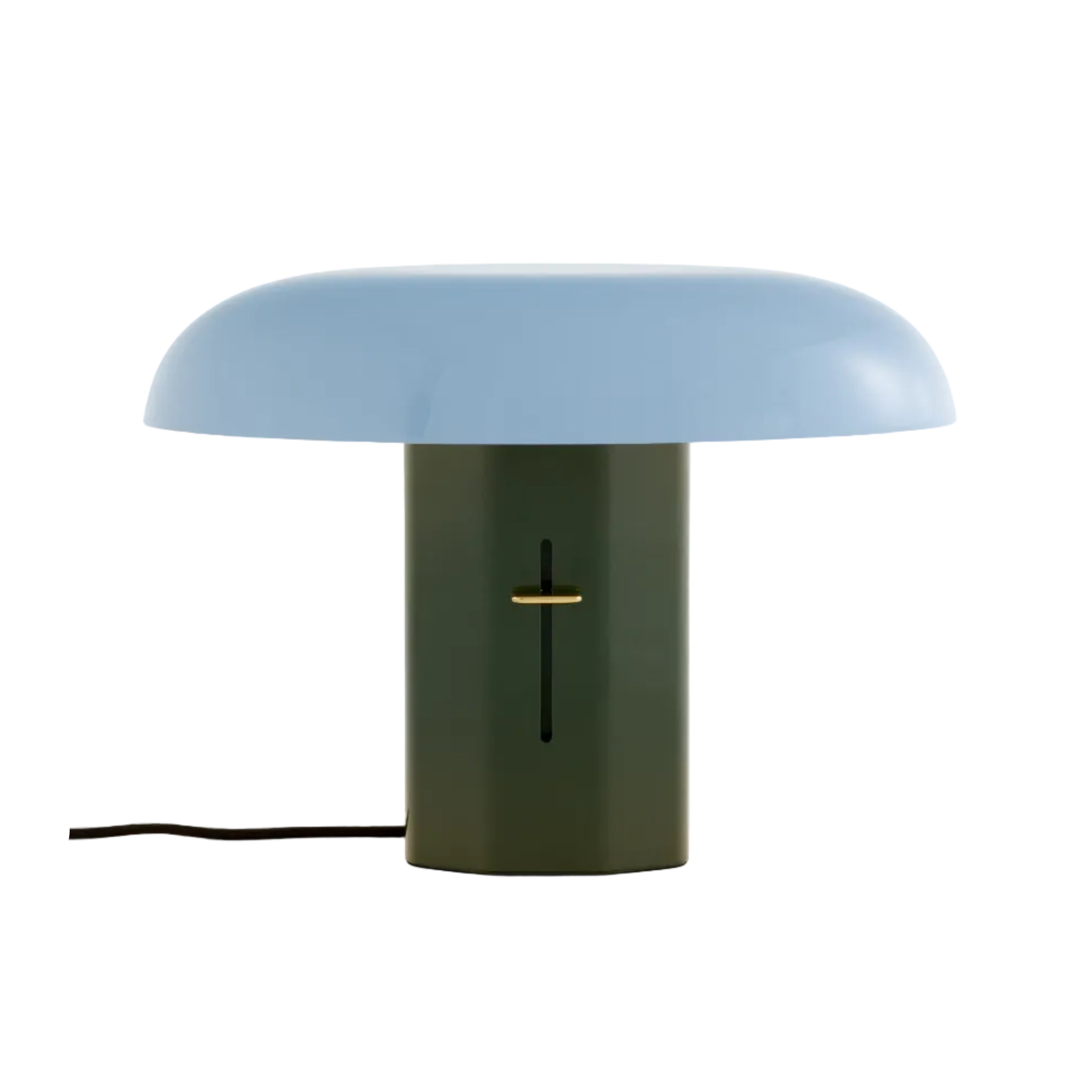 Stolní lampa MONTERA JH42 s modrým stínidlem a tmavě zeleným podstavcem
