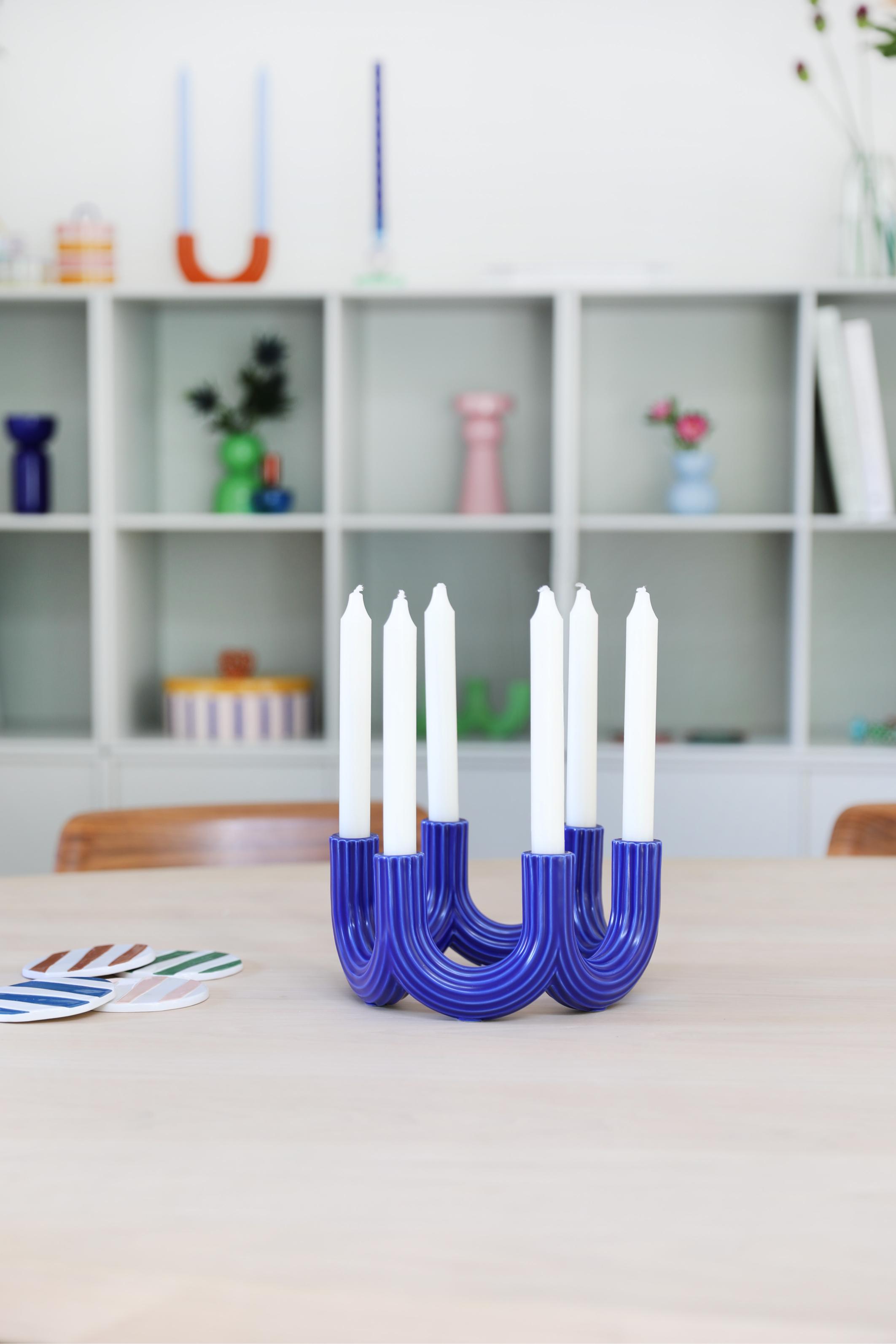 Svícen šestiramenný CHURROS modrý