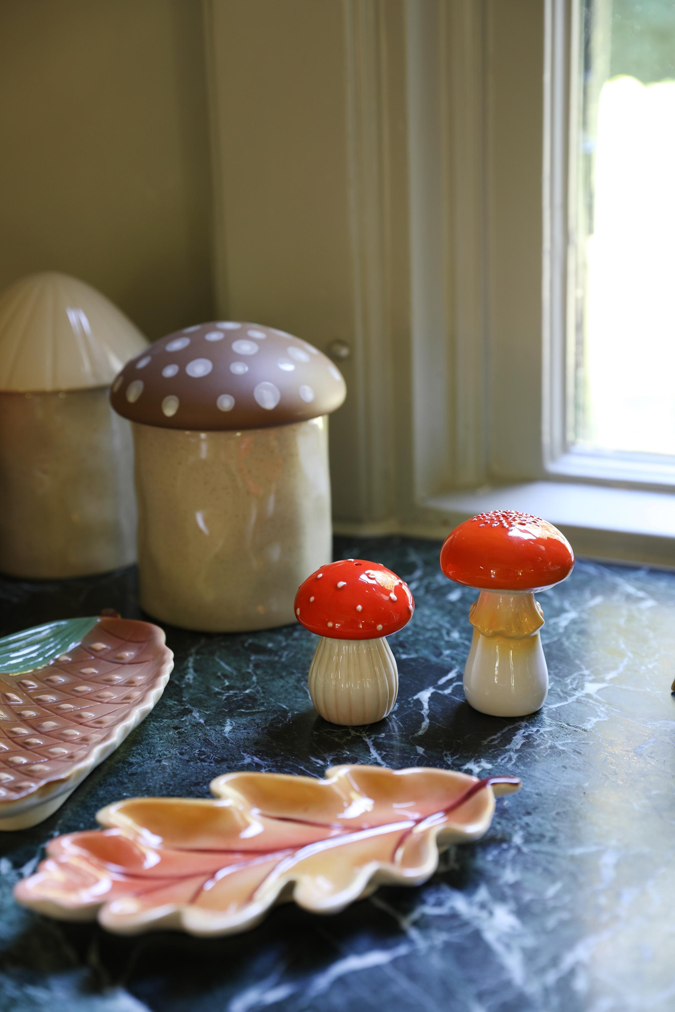 MUSHROOM red and white salt and pepper shaker set