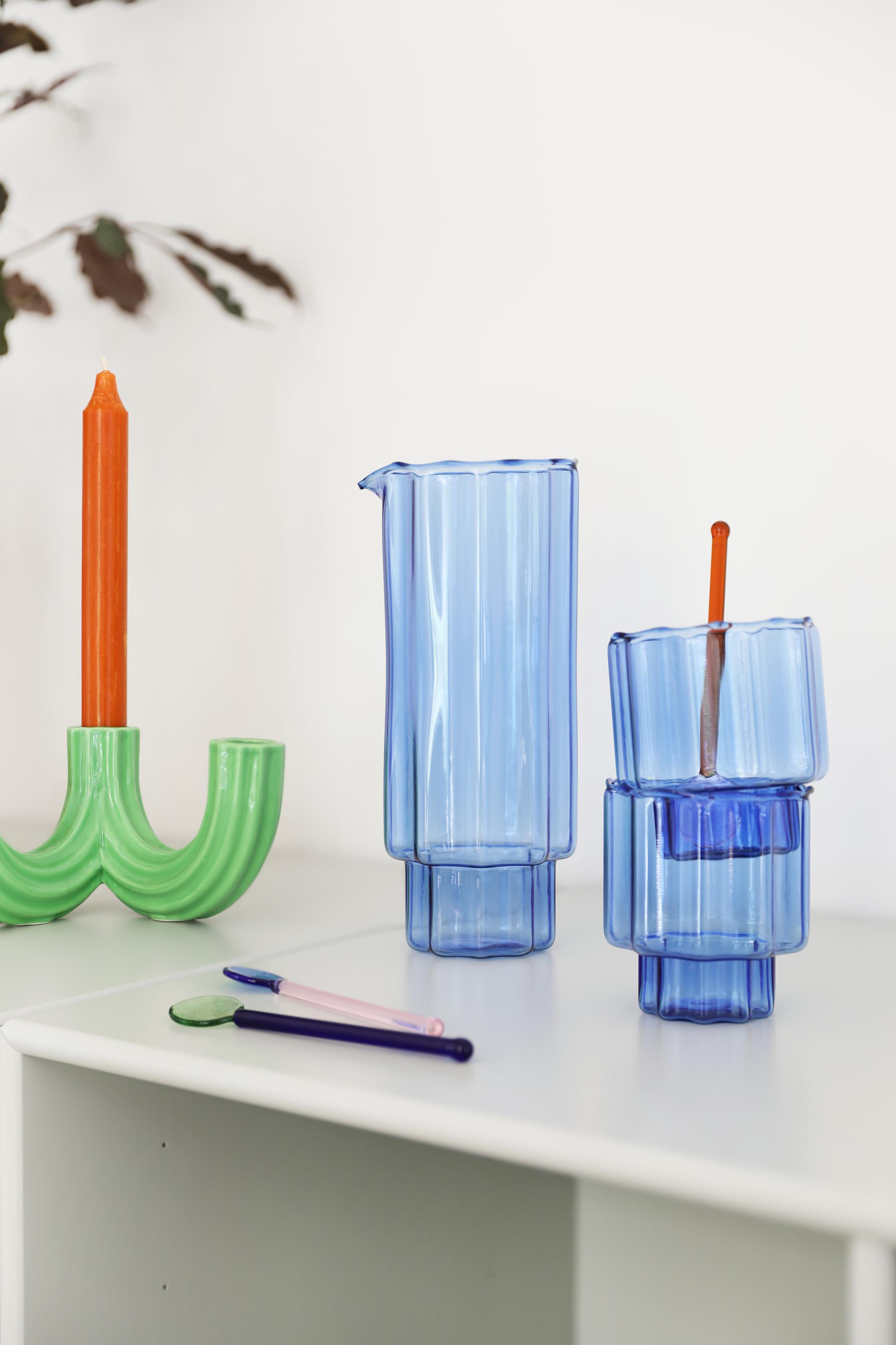 Four-armed candle holder CHURROS green