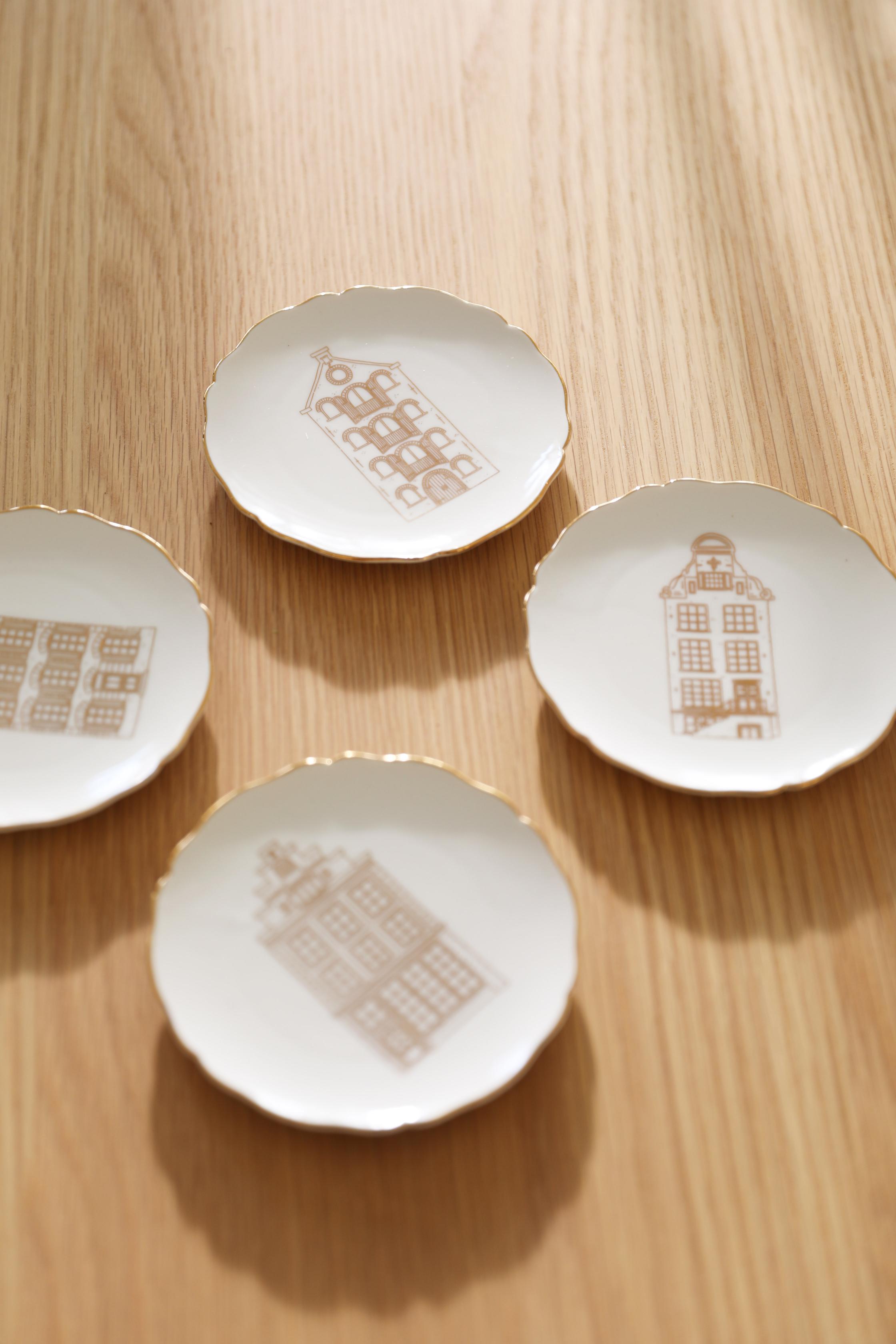 Sada dezertních talířů CANAL HOUSE béžová se zlatým