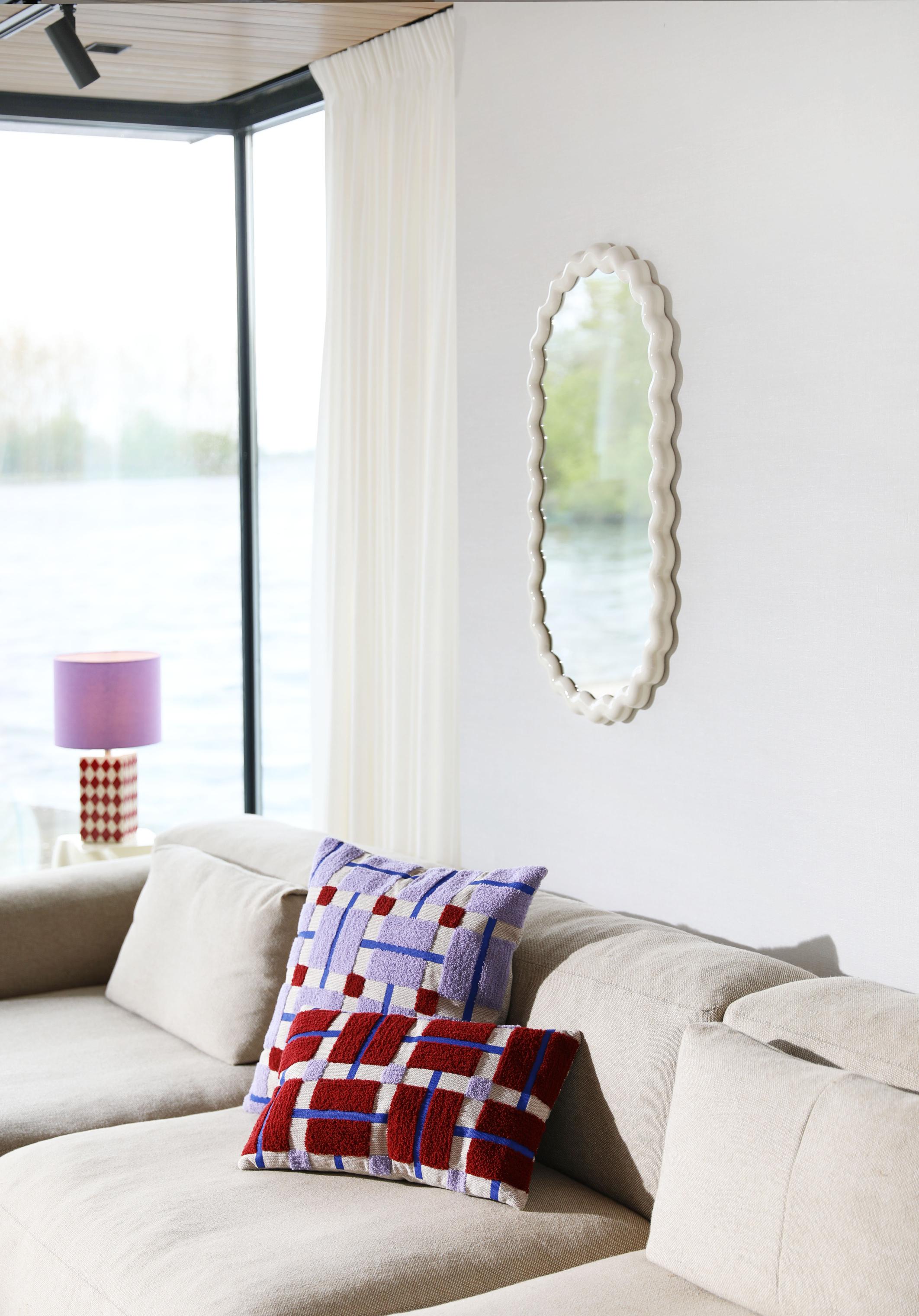 PLANO Cushion Cover Burgundy with Beige and Blue