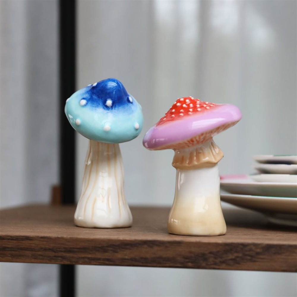 Salt and Pepper Shaker MAGIC MUSHROOM colorful stoneware