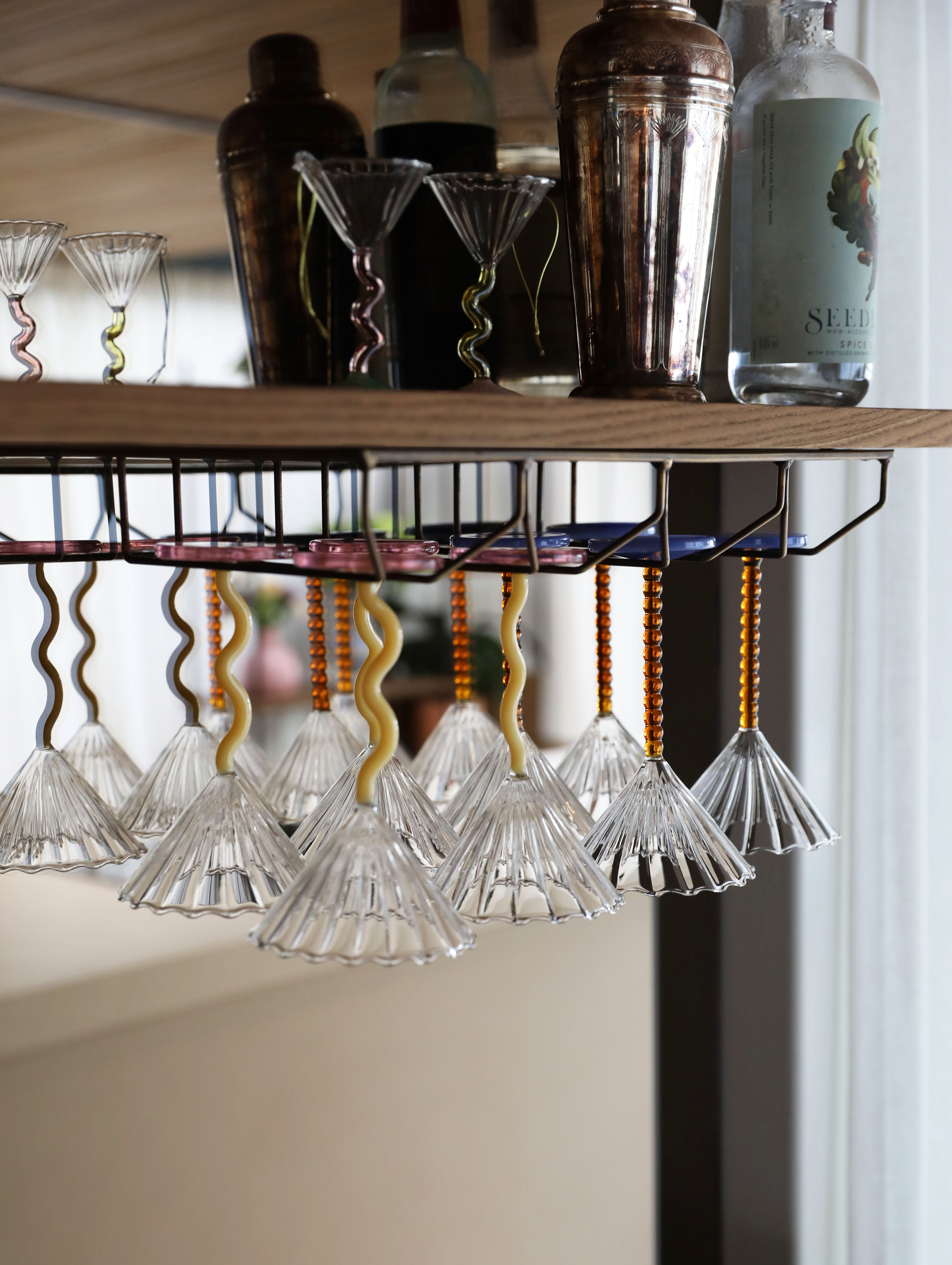 Sada skleněných pohárů CURVE růžová se zelenou