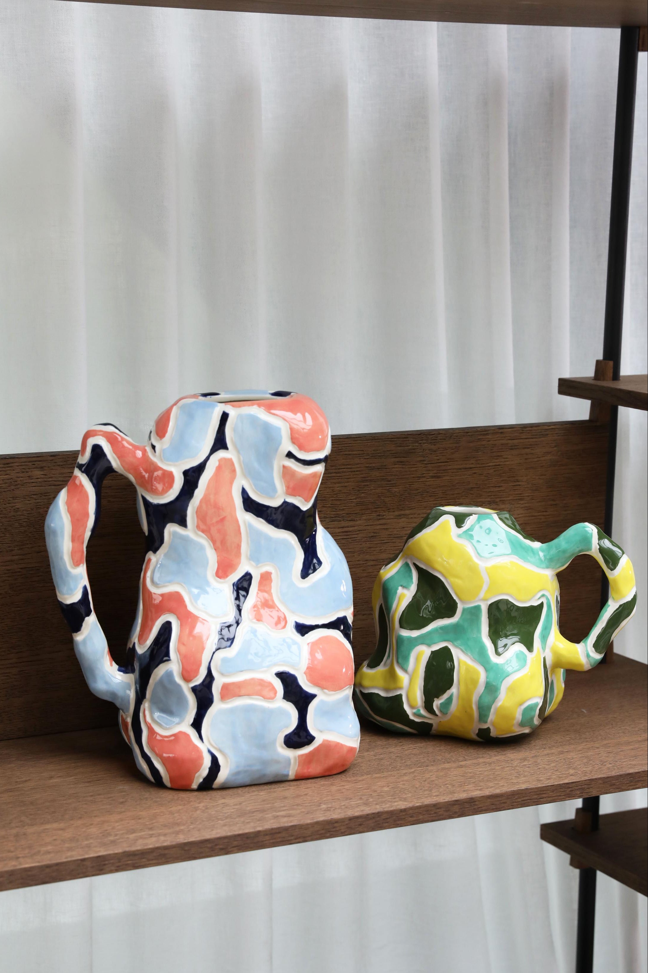 JUG-A-VASE vase in orange with blue and white