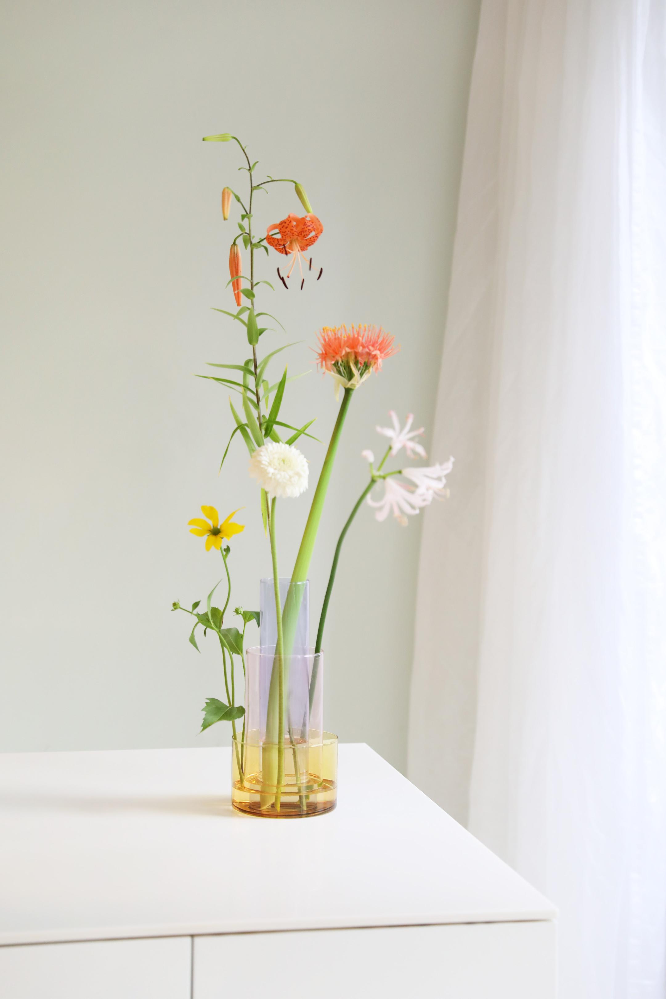 Váza AMPHI fialová s růžovou a žlutou