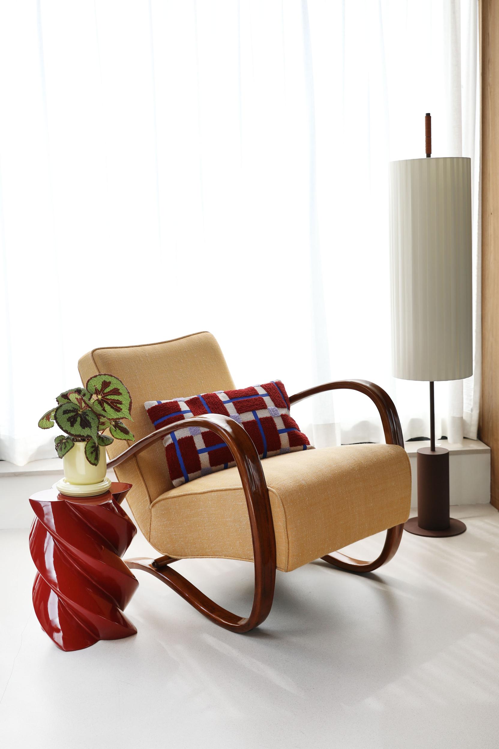 PLANO Cushion Cover Burgundy with Beige and Blue