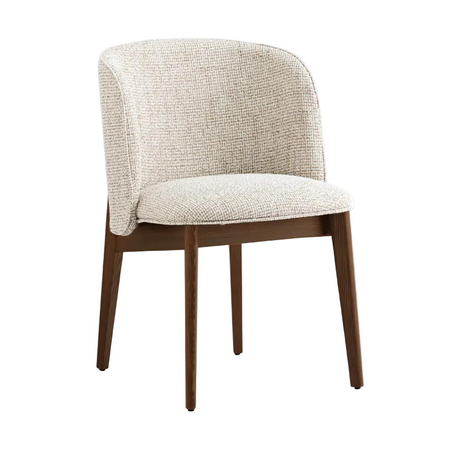 Křeslo s područkami ABREY čalouněné s tmavým dřevěným podstavcem