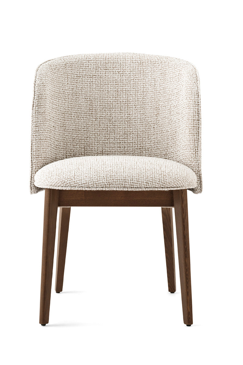 Křeslo s područkami ABREY čalouněné s tmavým dřevěným podstavcem