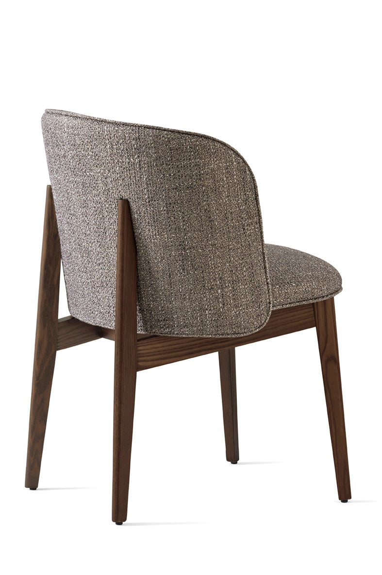 Křeslo s područkami ABREY čalouněné s tmavým dřevěným podstavcem