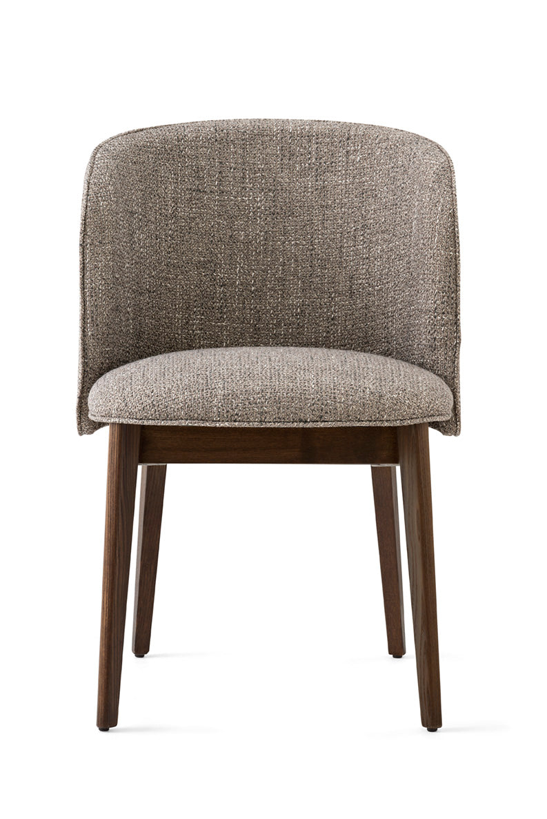Křeslo s područkami ABREY čalouněné s tmavým dřevěným podstavcem