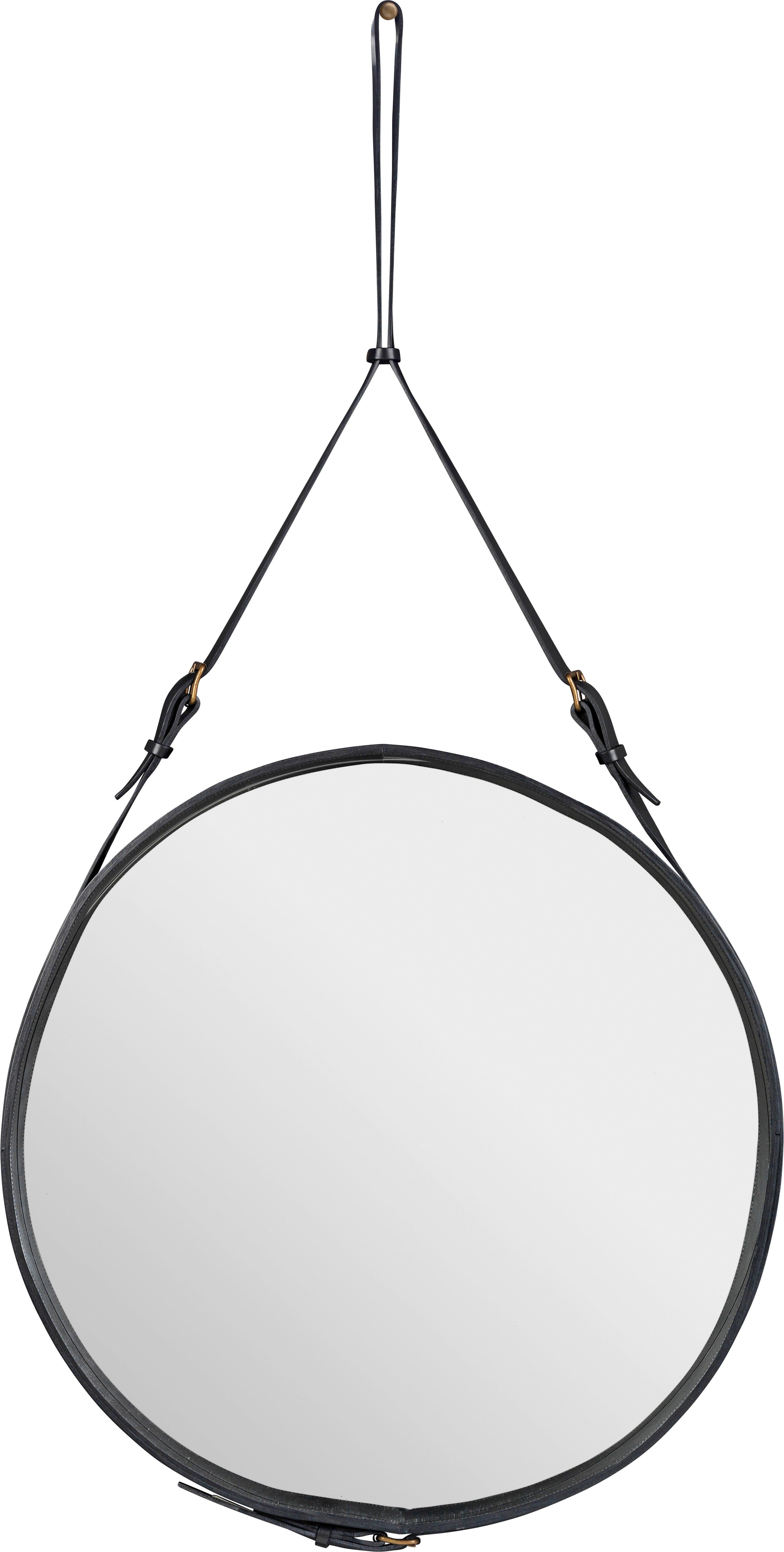 ADNET round mirror black leather