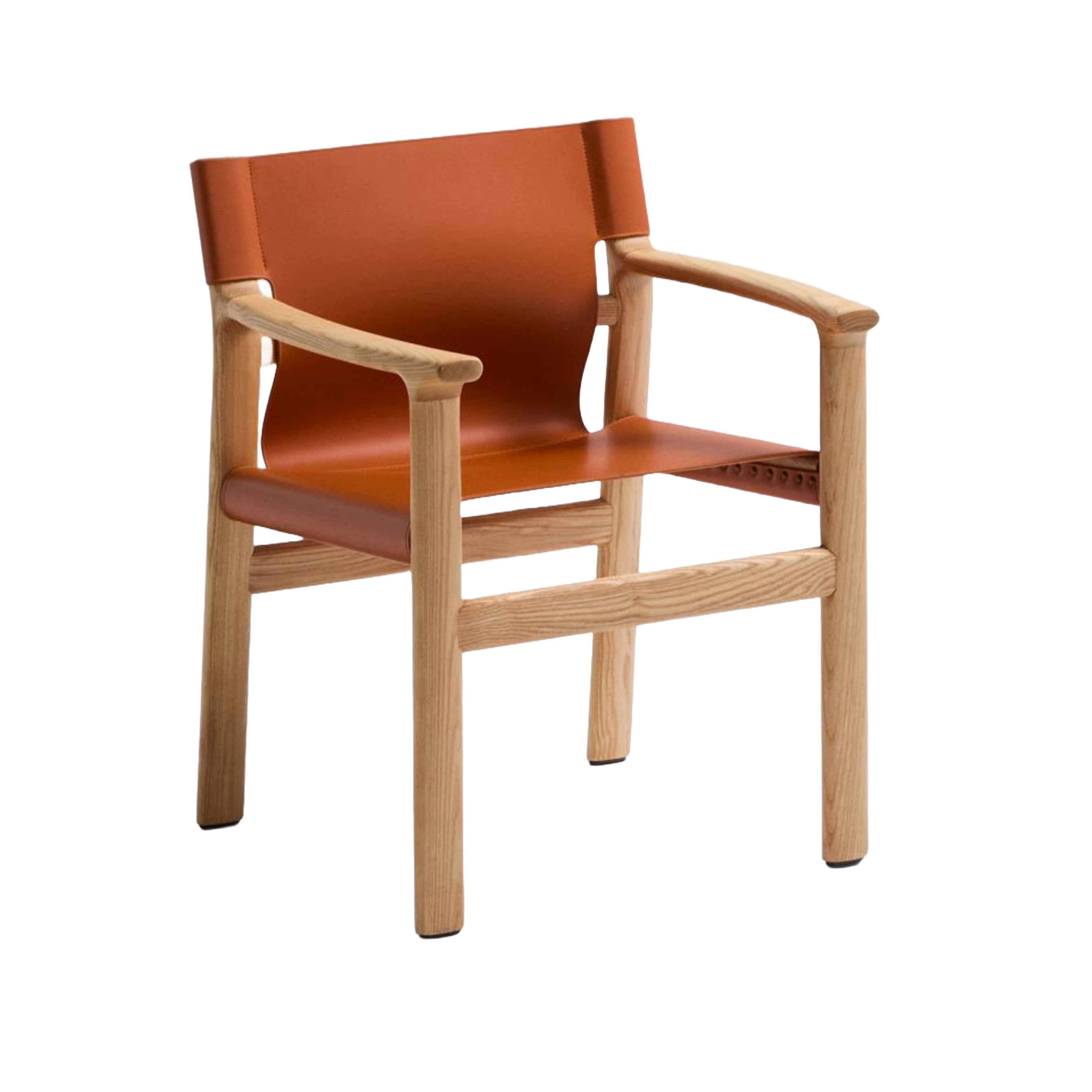 Židle JAN jasně hnědá kůže z recyklace s jasanovým dřevem