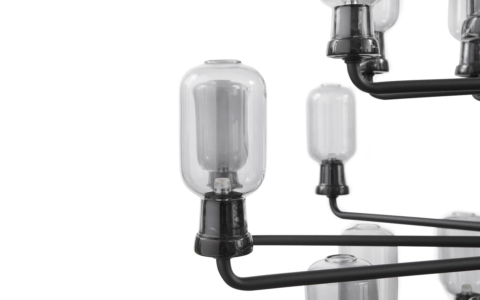 AMP chandelier with smoked glass and black marble