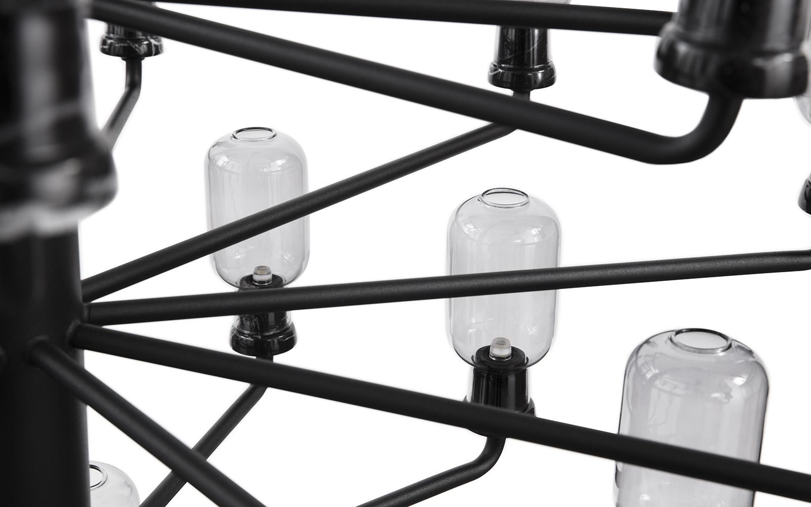 AMP chandelier with smoked glass and black marble