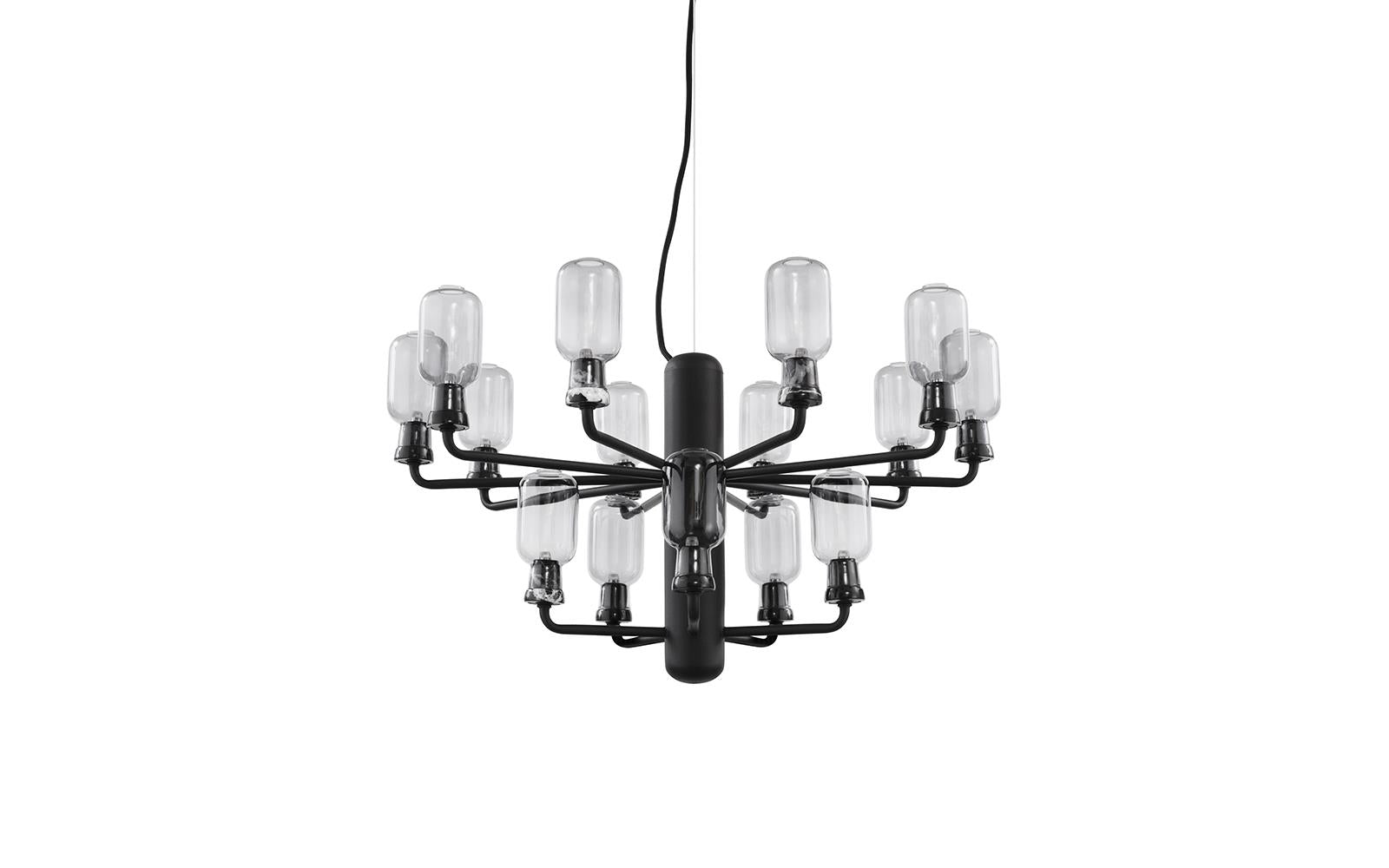 AMP chandelier with smoked glass and black marble