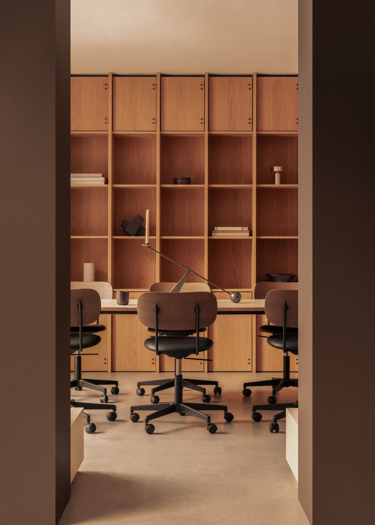 CO table dark brown laminate with black base