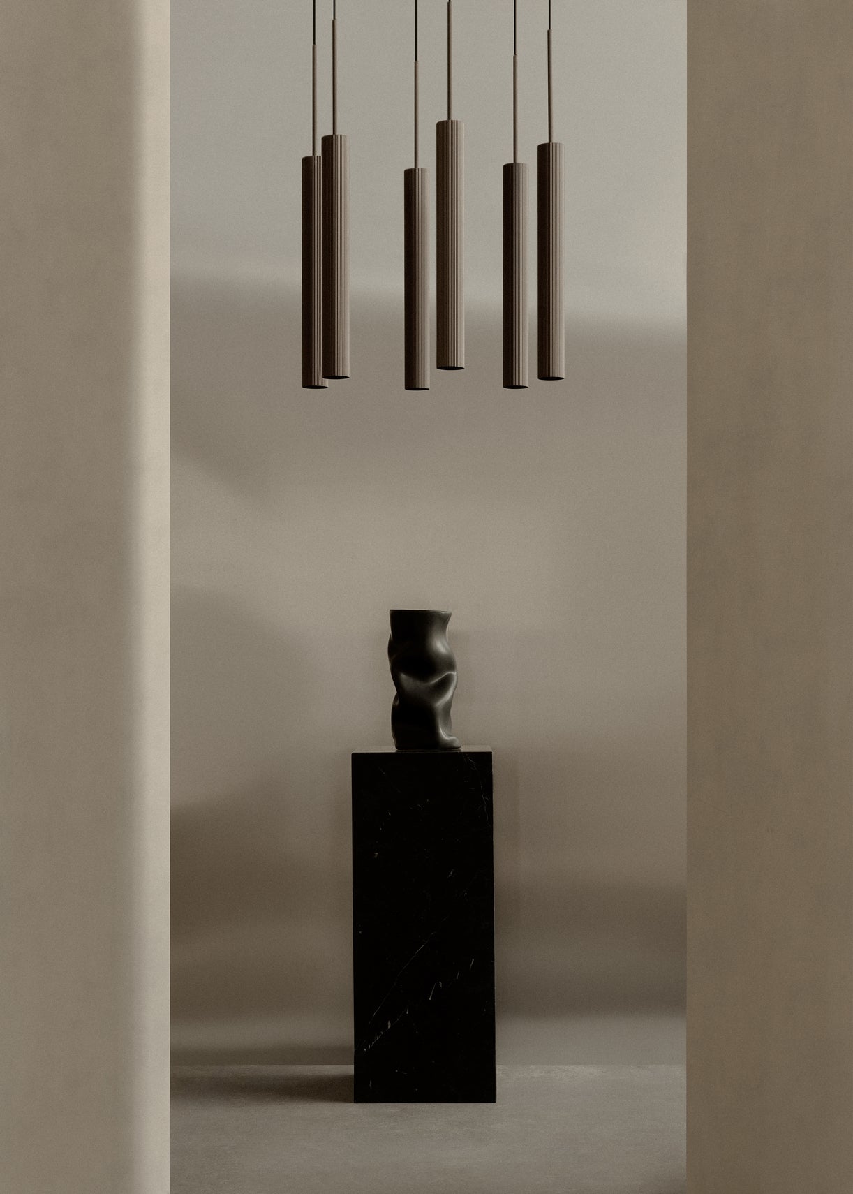 Brown TUBULAIRE Chandelier