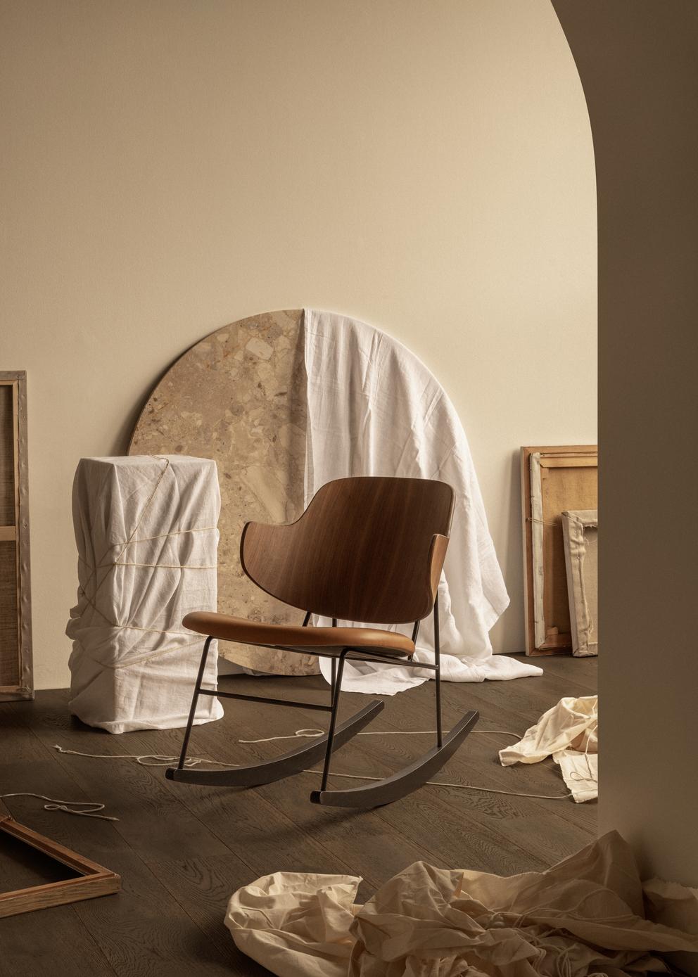 PENGUIN rocking chair brown leather